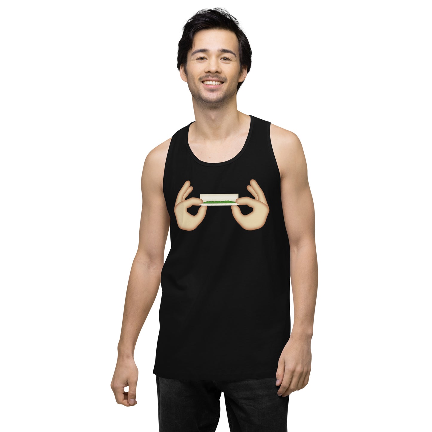 Men’s Cannabis Weed Emoji Premium Tank Top