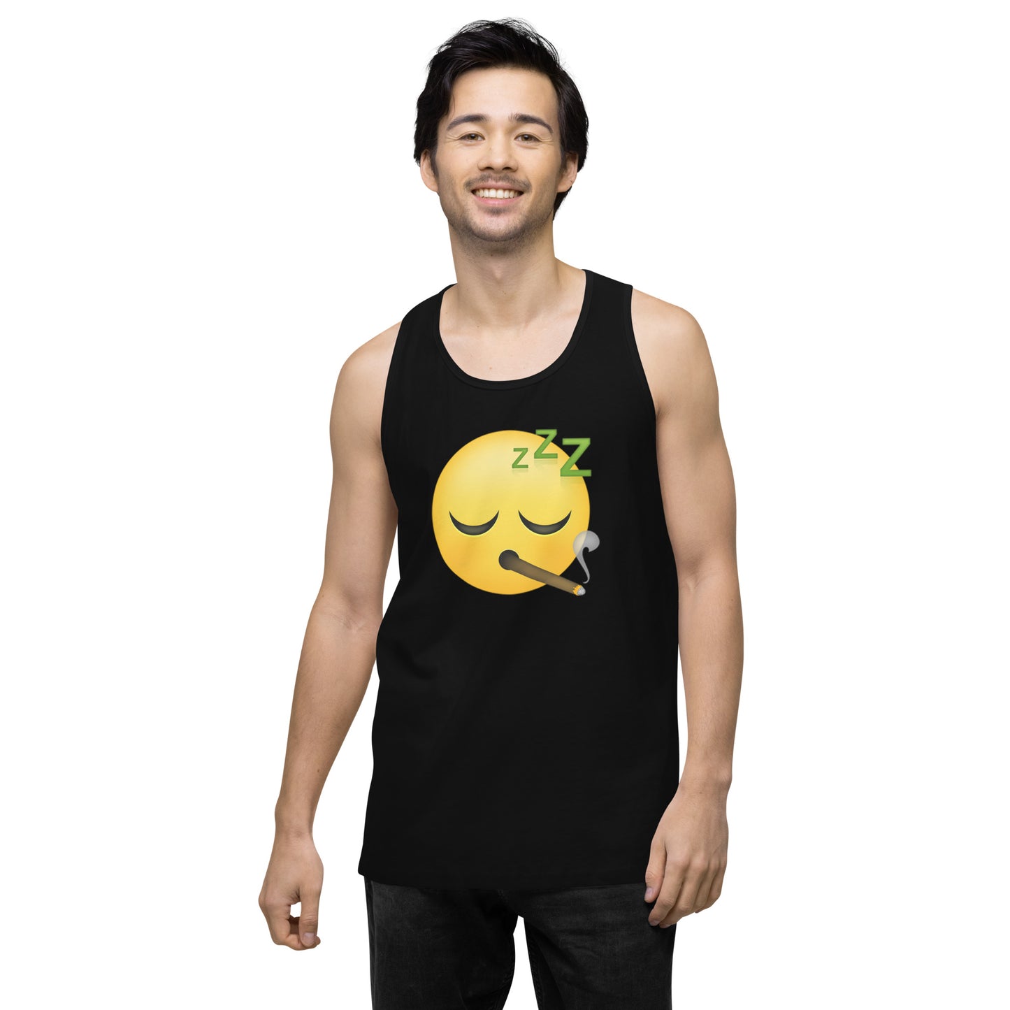 Men’s Cannabis Weed Emoji Premium Tank Top