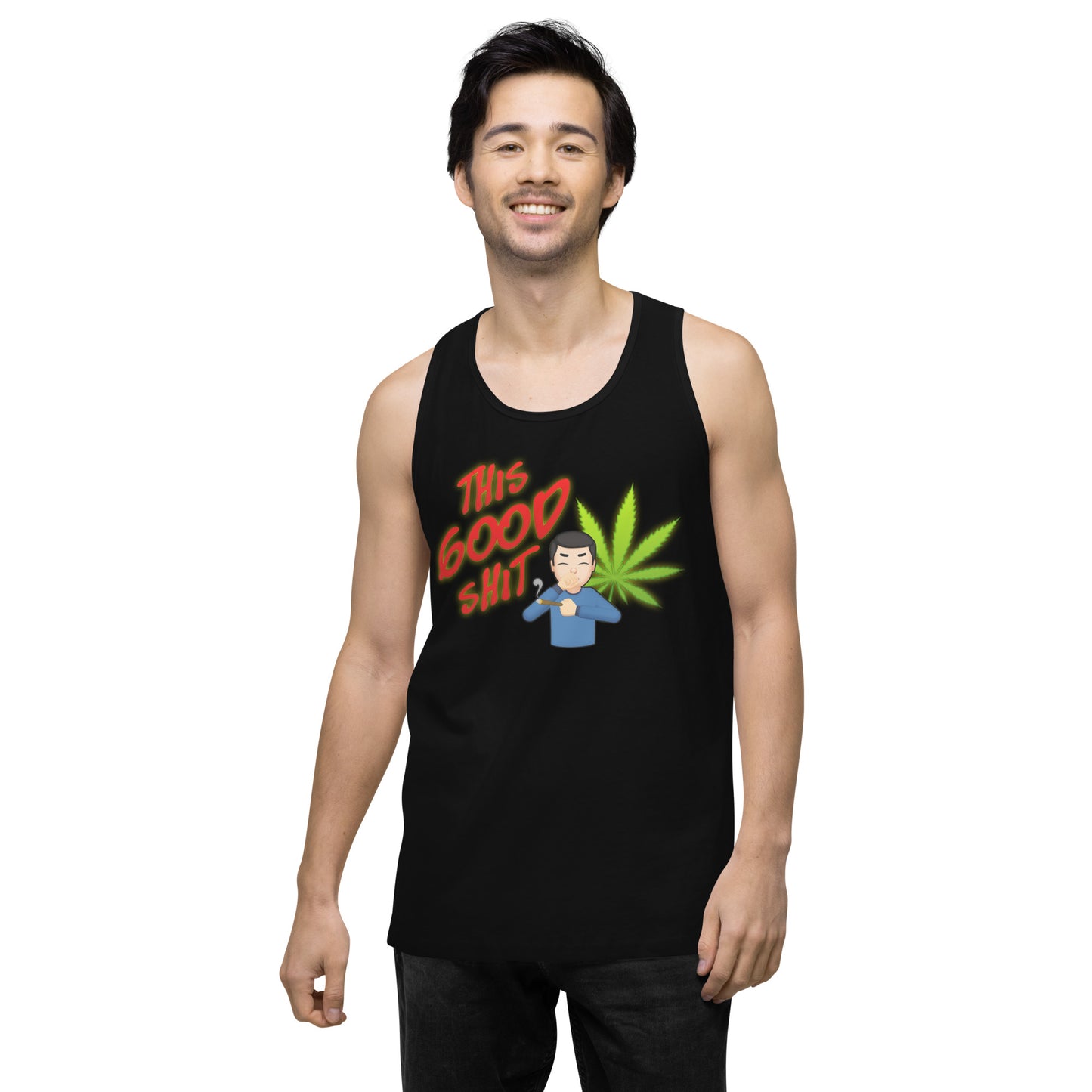 Men’s Cannabis Weed Emoji Premium Tank Top