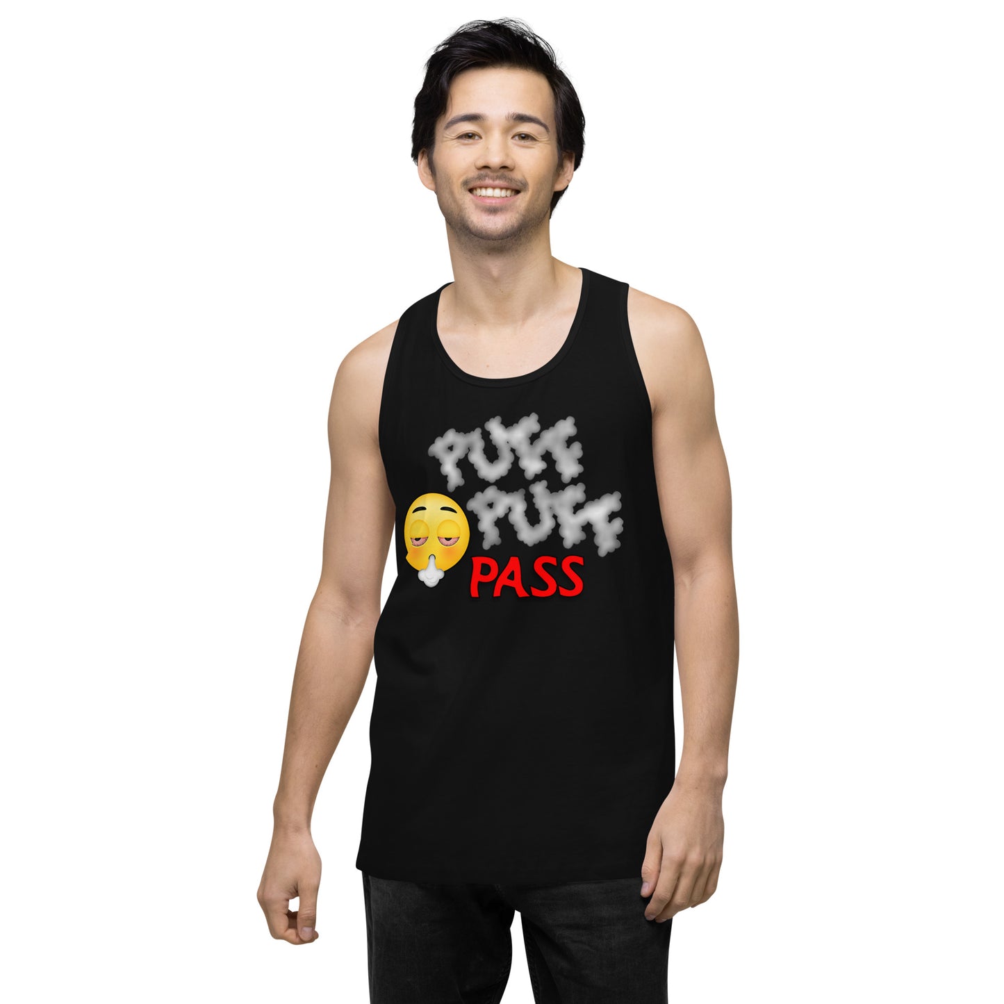 Men’s Cannabis Weed Emoji Premium Tank Top