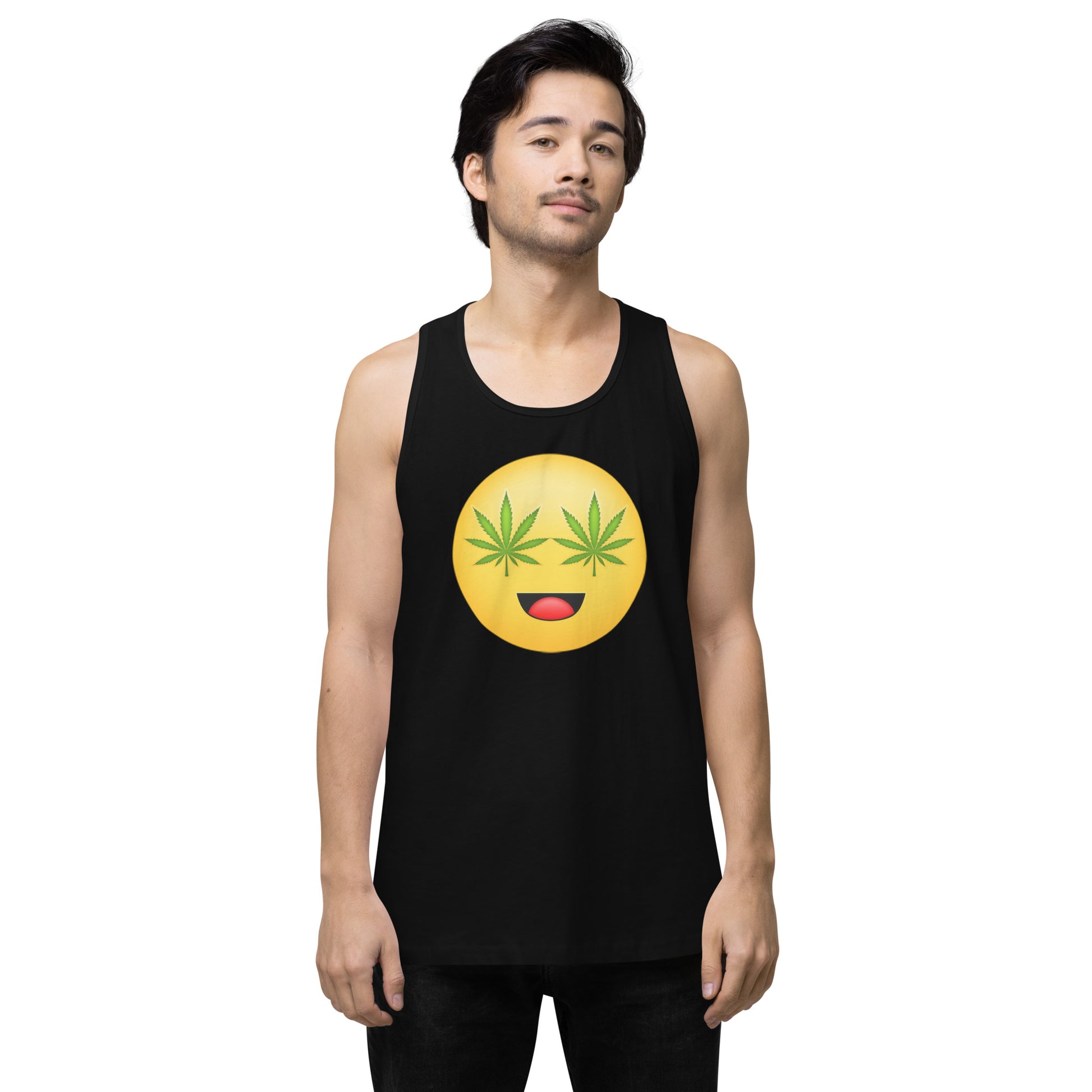 Emoji Weed Cannabis Edibles Sativa Festival Fun Blunt Tank Top Happy Eyes For Men