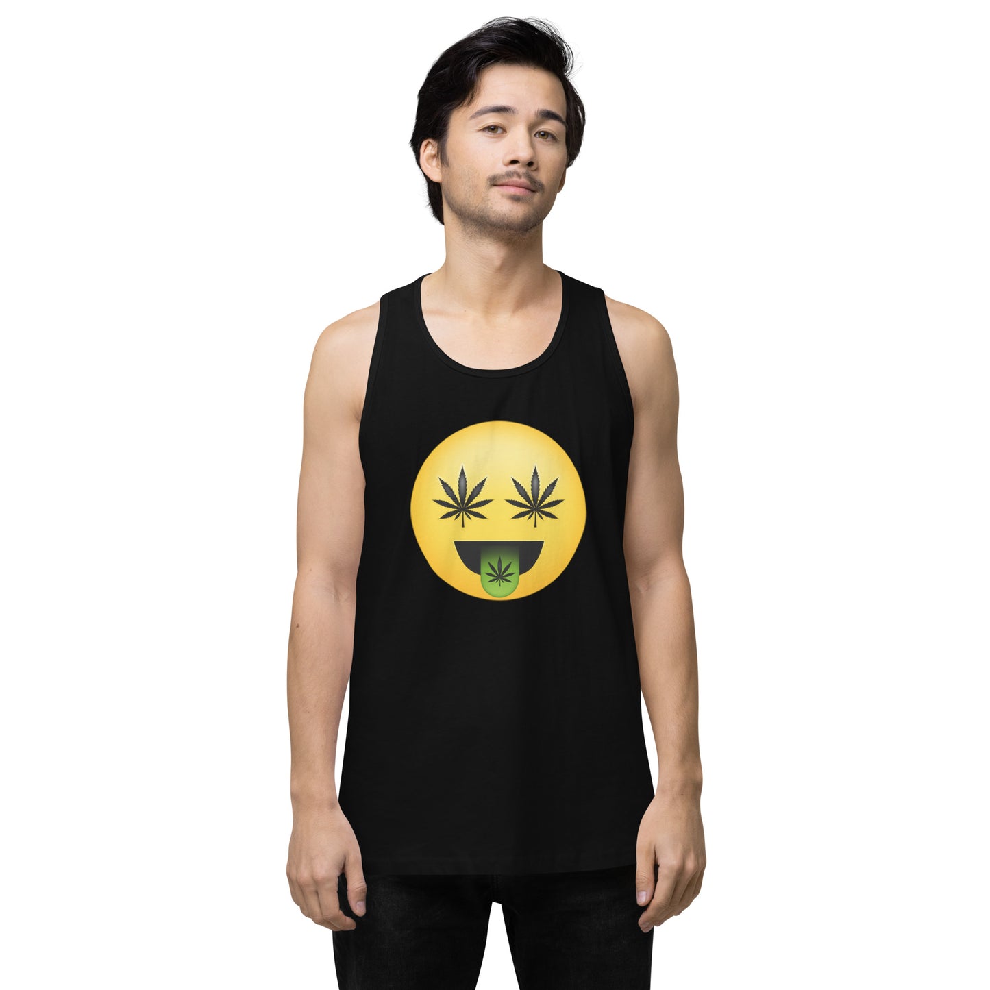 Emoji Weed Cannabis Edibles Sativa Festival Fun Blunt Tank Top Green Tongue For Men