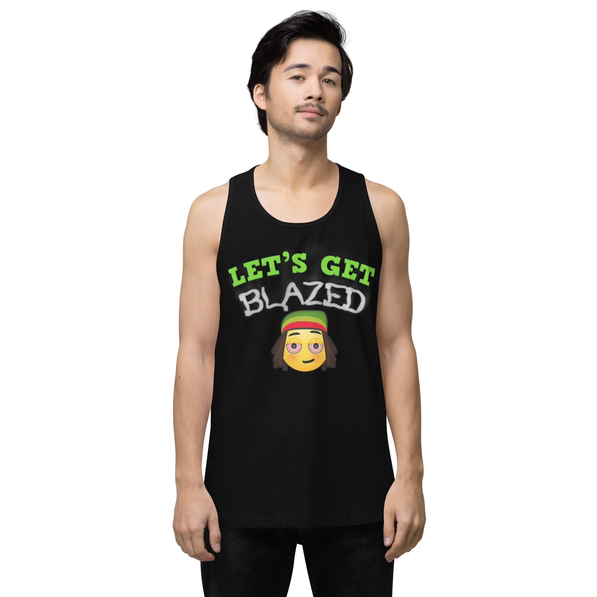 Emoji Weed Cannabis Lets Get Blazed Festival Fun Blunt Tank Top For Men