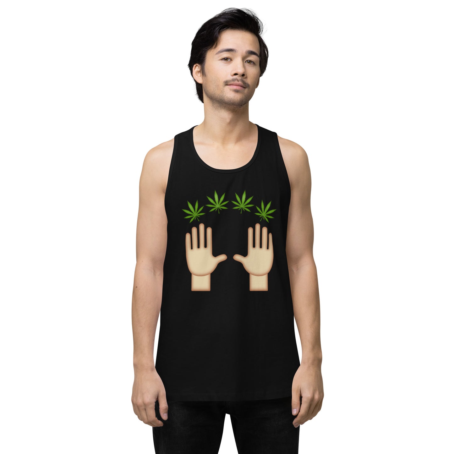 Emoji Praise Weed Cannabis Festival Fun Tank Top For Men