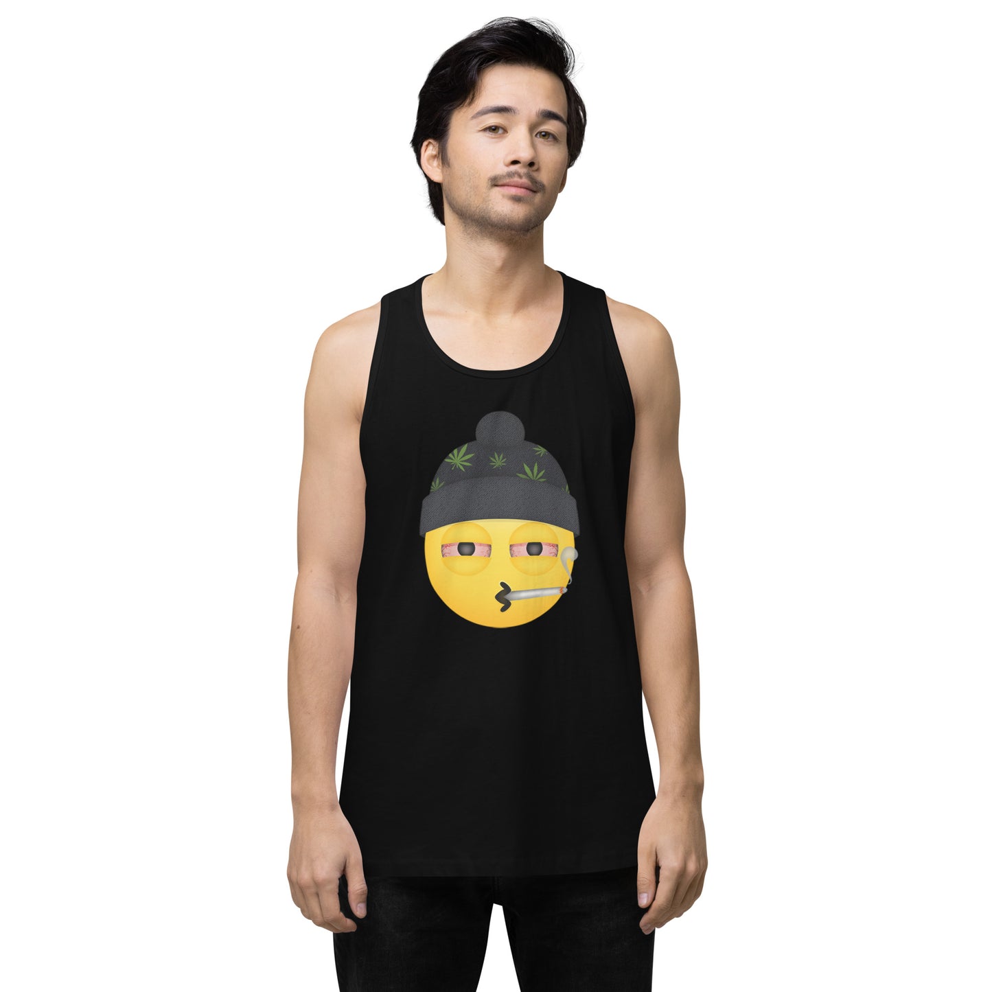 Men’s Cannabis Weed Emoji Premium Tank Top