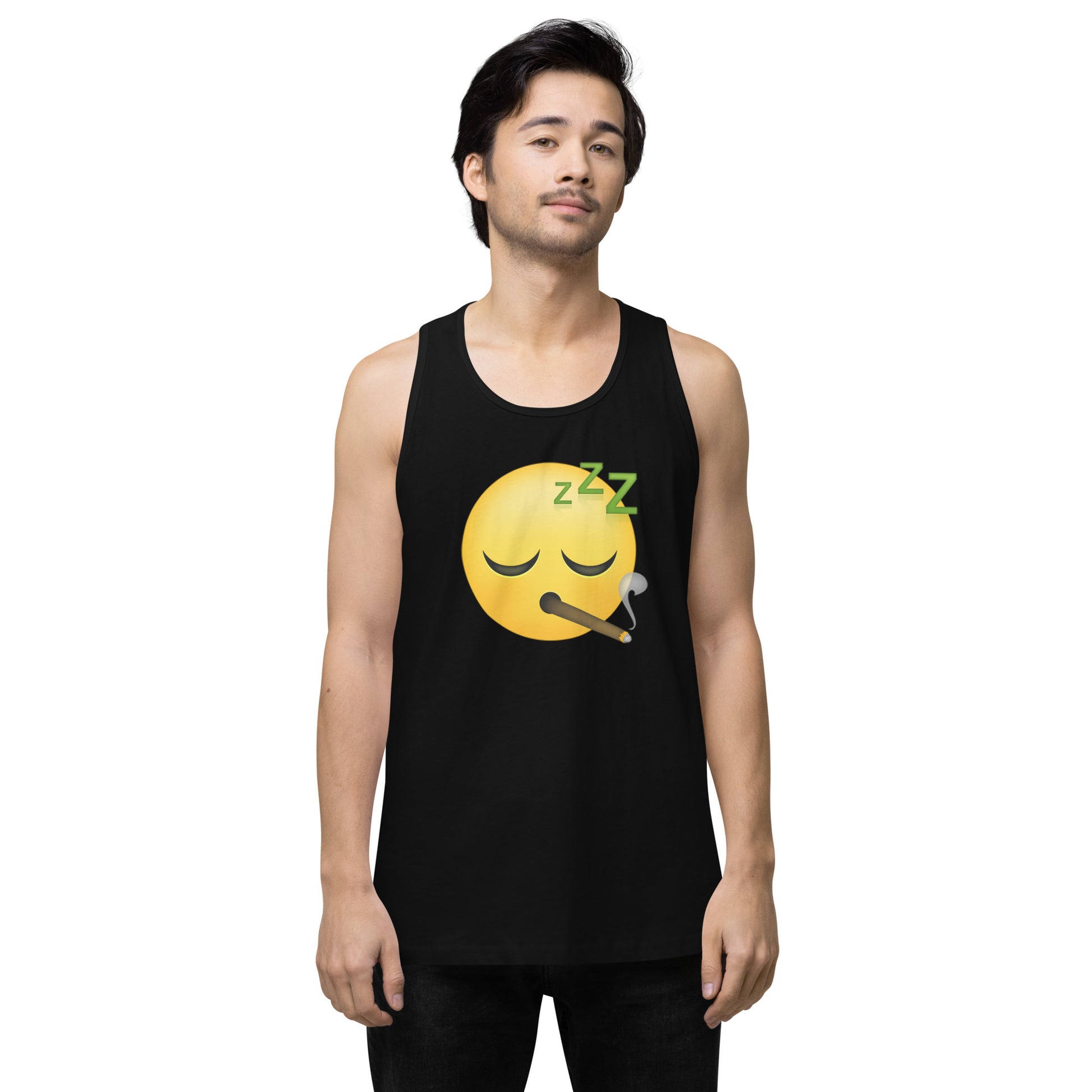 Emoji Sleepy Blunt Weed Cannabis EDM Festival Fun Tank Top For Men