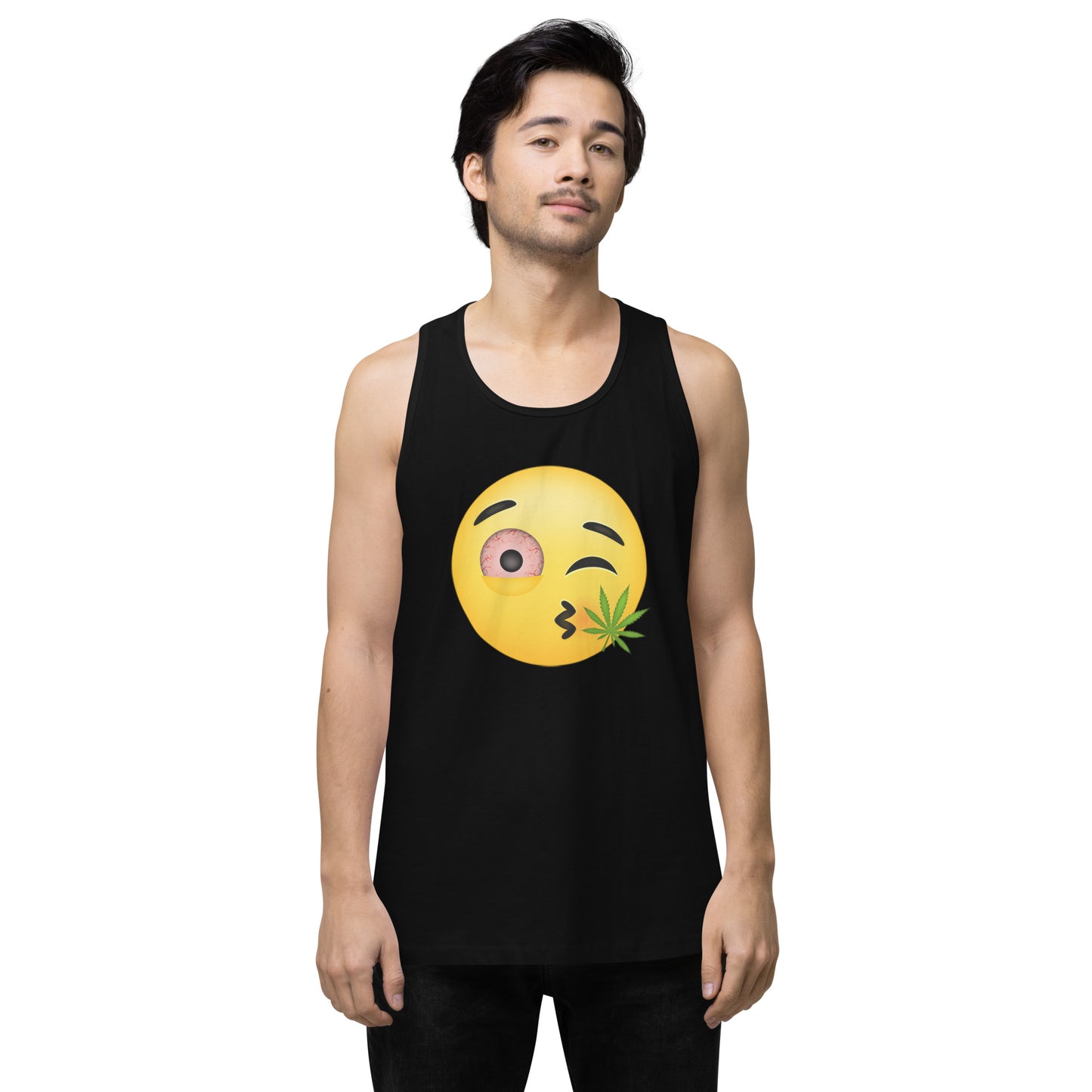 Men’s Cannabis Weed Emoji Premium Tank Top