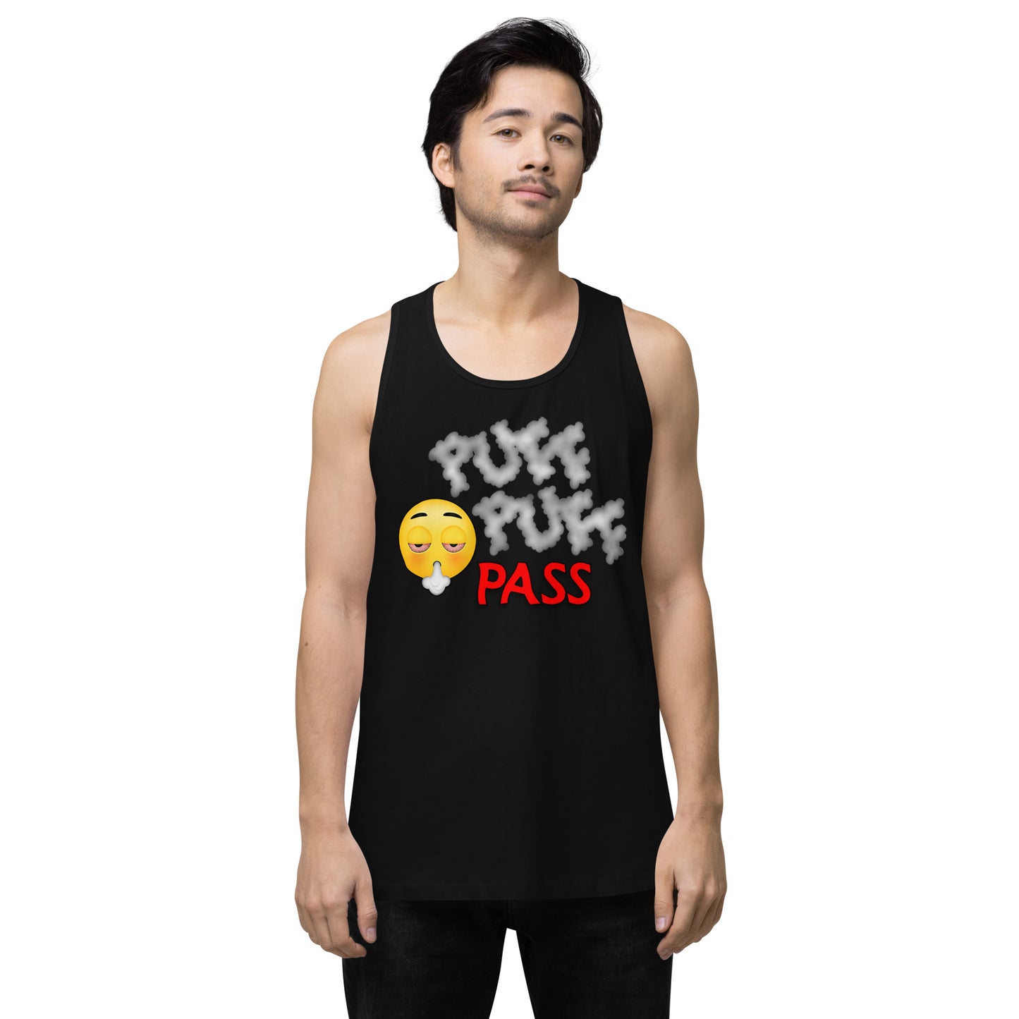 Emoji Puff Puff Pass Weed Cannabis EDM Festival Party Tank Top For Men