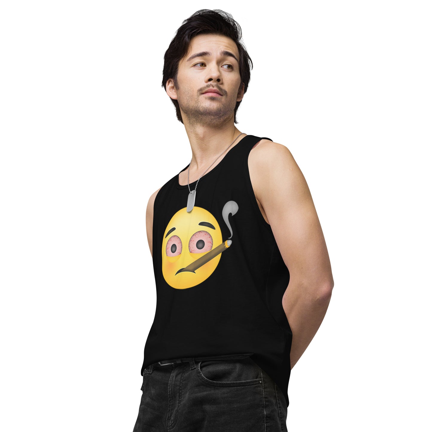 Men’s Cannabis Weed Emoji Premium Tank Top