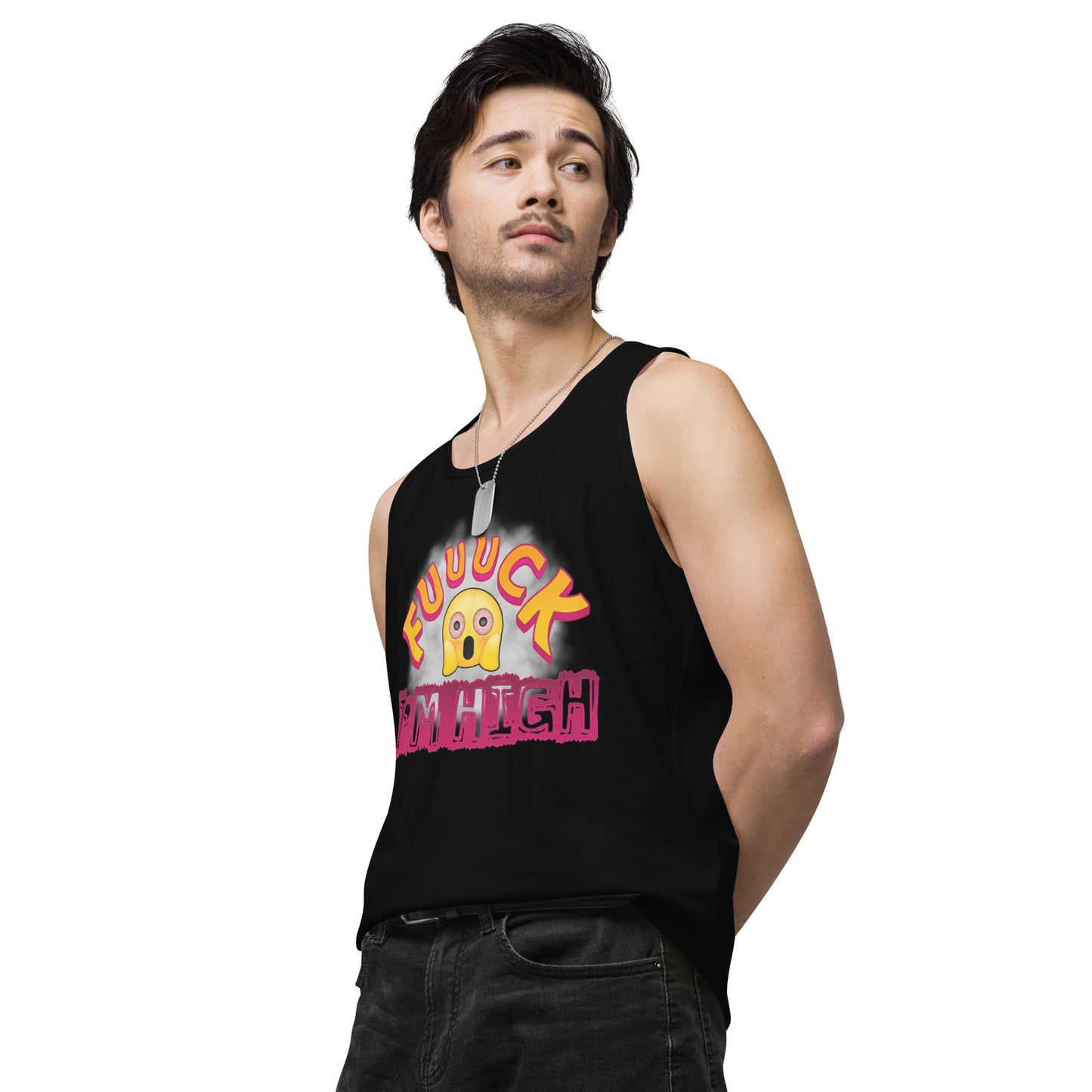 Men’s Cannabis Weed Emoji Premium Tank Top