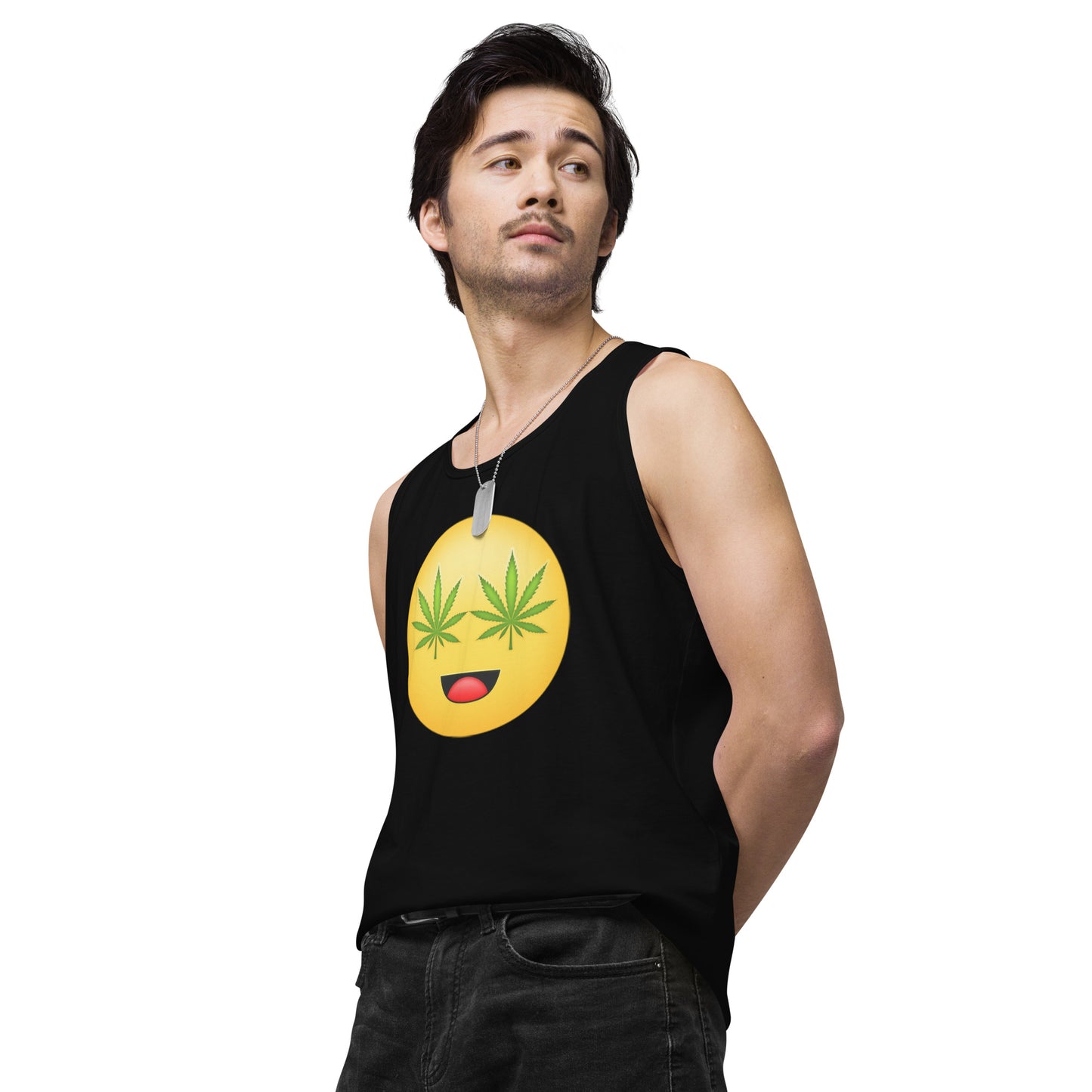 Men’s Cannabis Weed Emoji Premium Tank Top