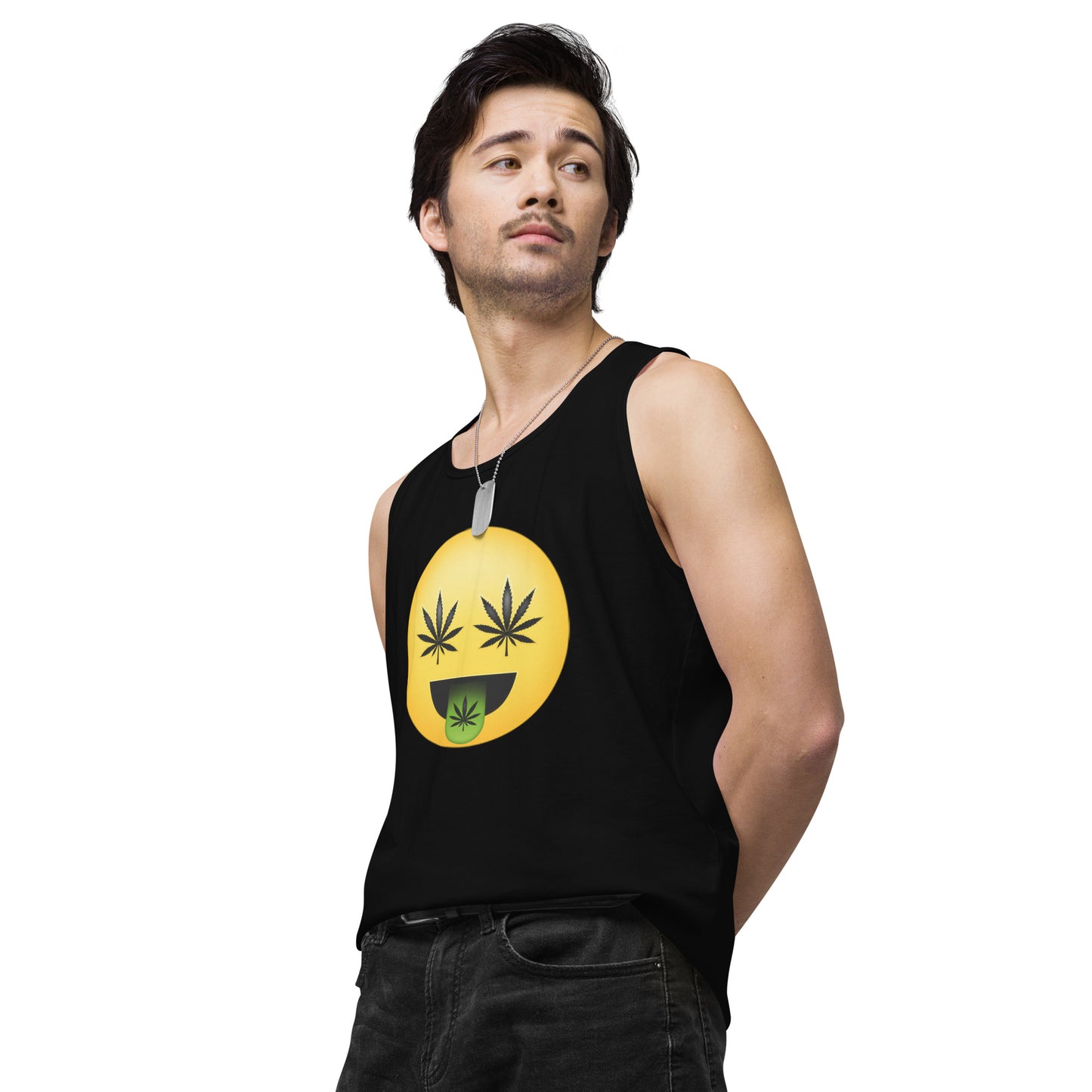 Men’s Cannabis Weed Emoji Premium Tank Top