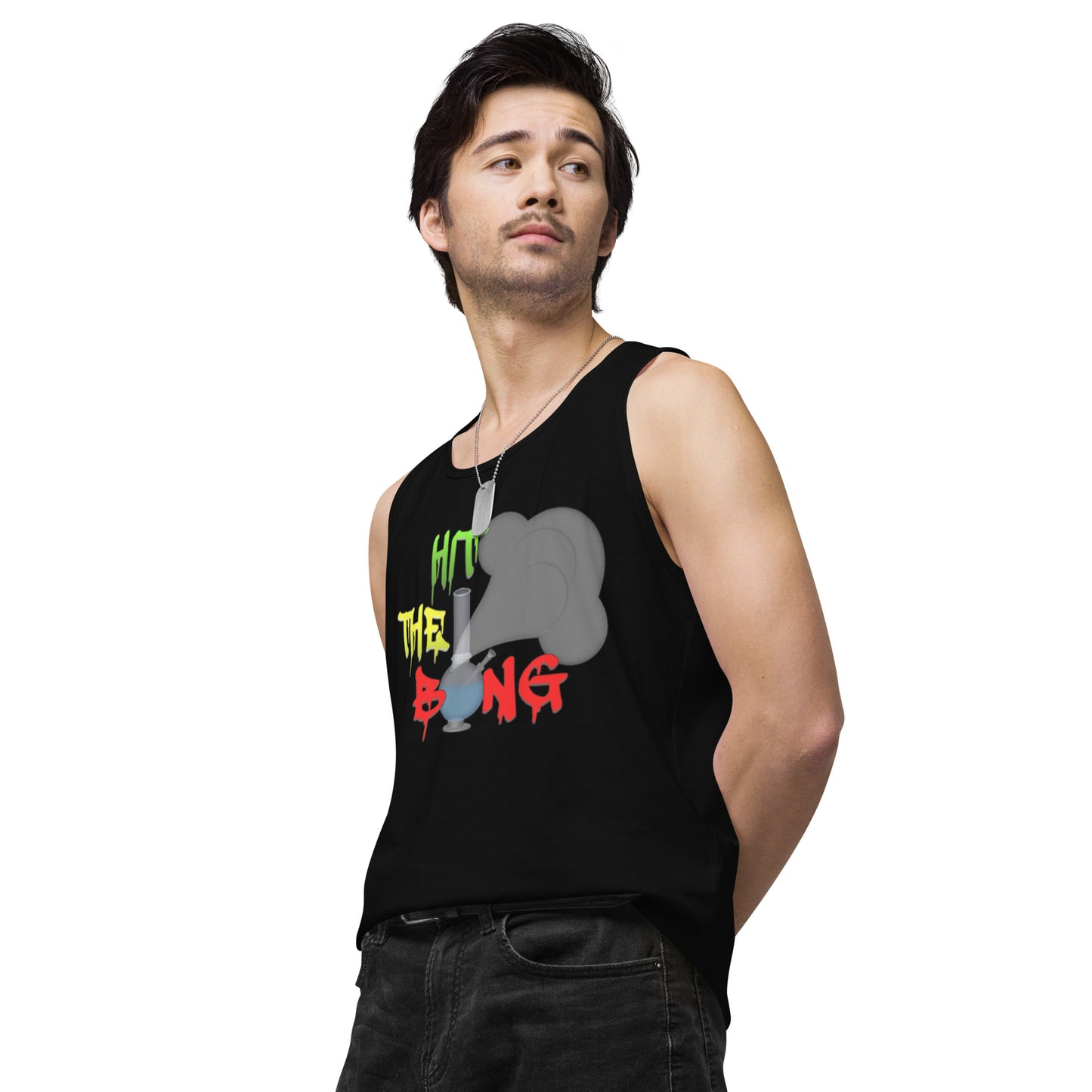 Men’s Cannabis Weed Emoji Premium Tank Top