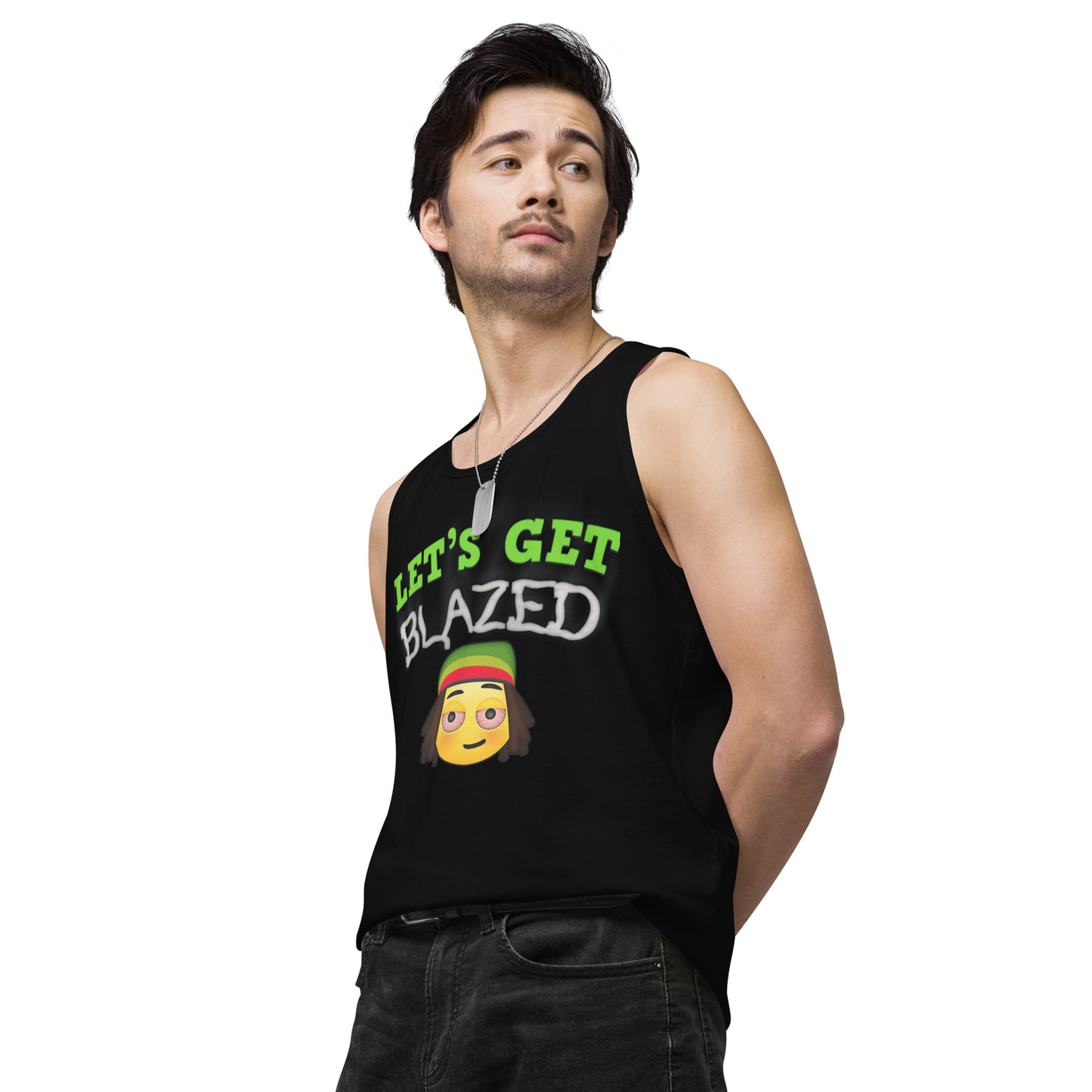 Men’s Cannabis Weed Emoji Premium Tank Top