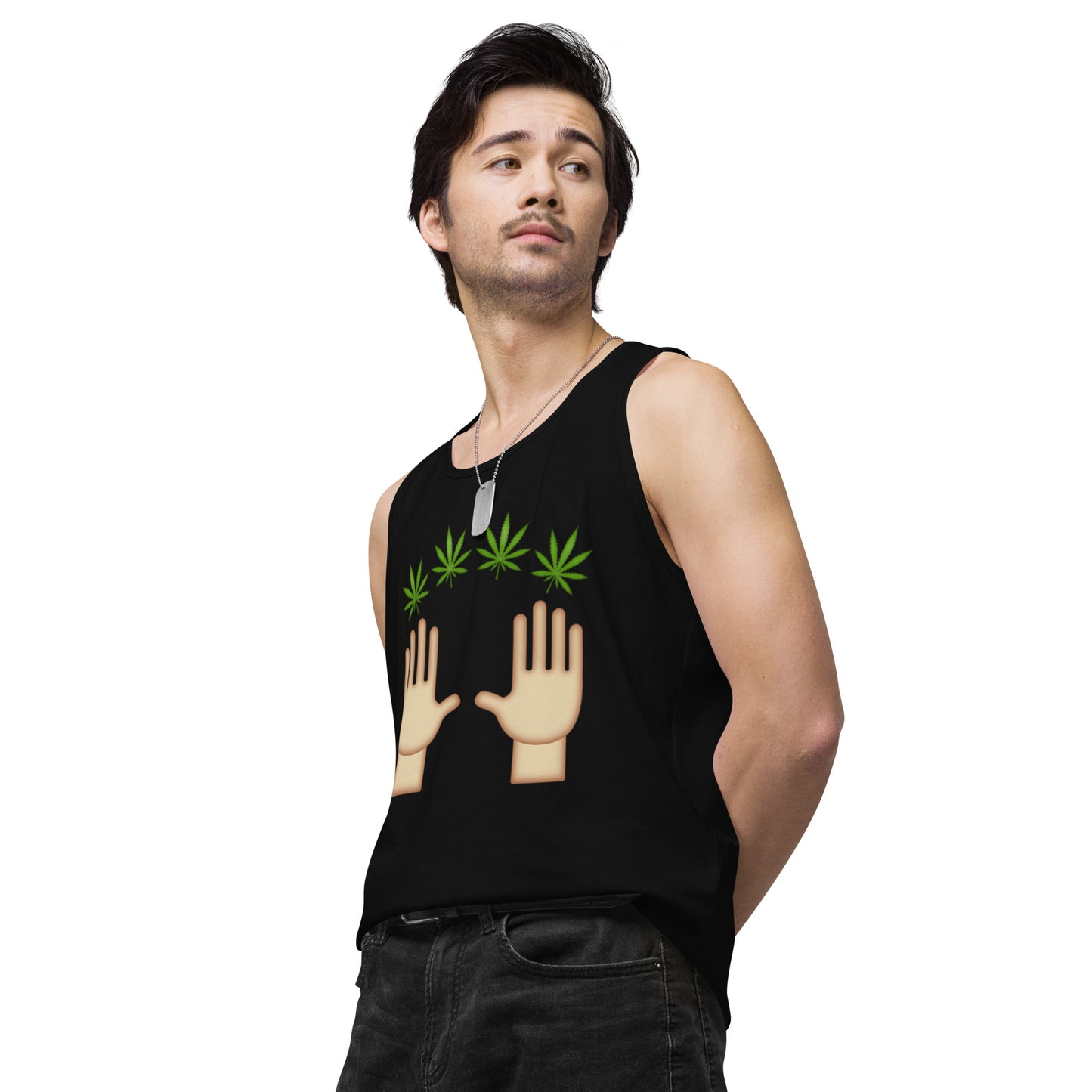 Men’s Cannabis Weed Emoji Premium Tank Top