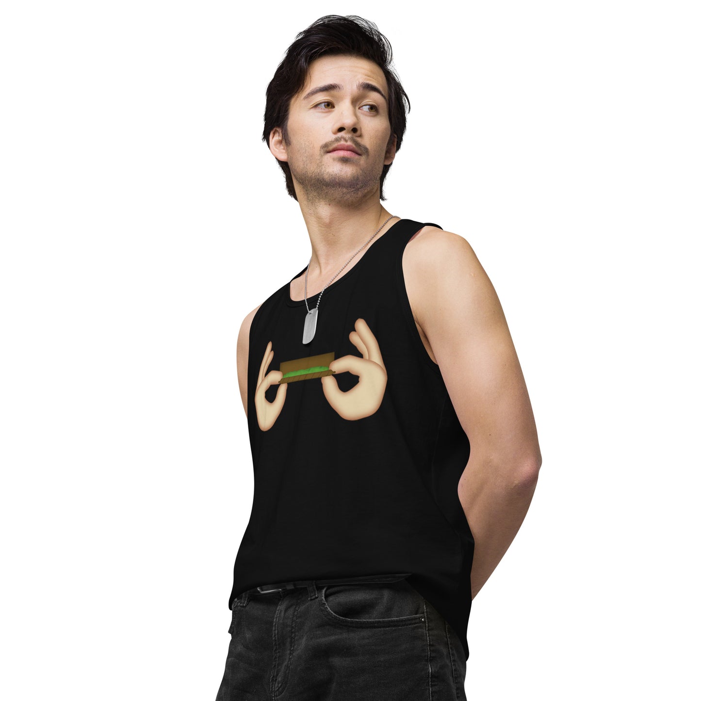 Men’s Cannabis Weed Emoji Premium Tank Top