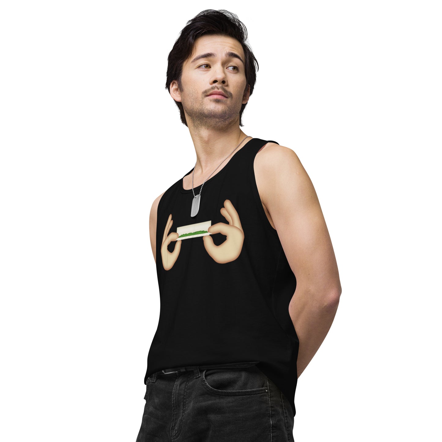 Men’s Cannabis Weed Emoji Premium Tank Top