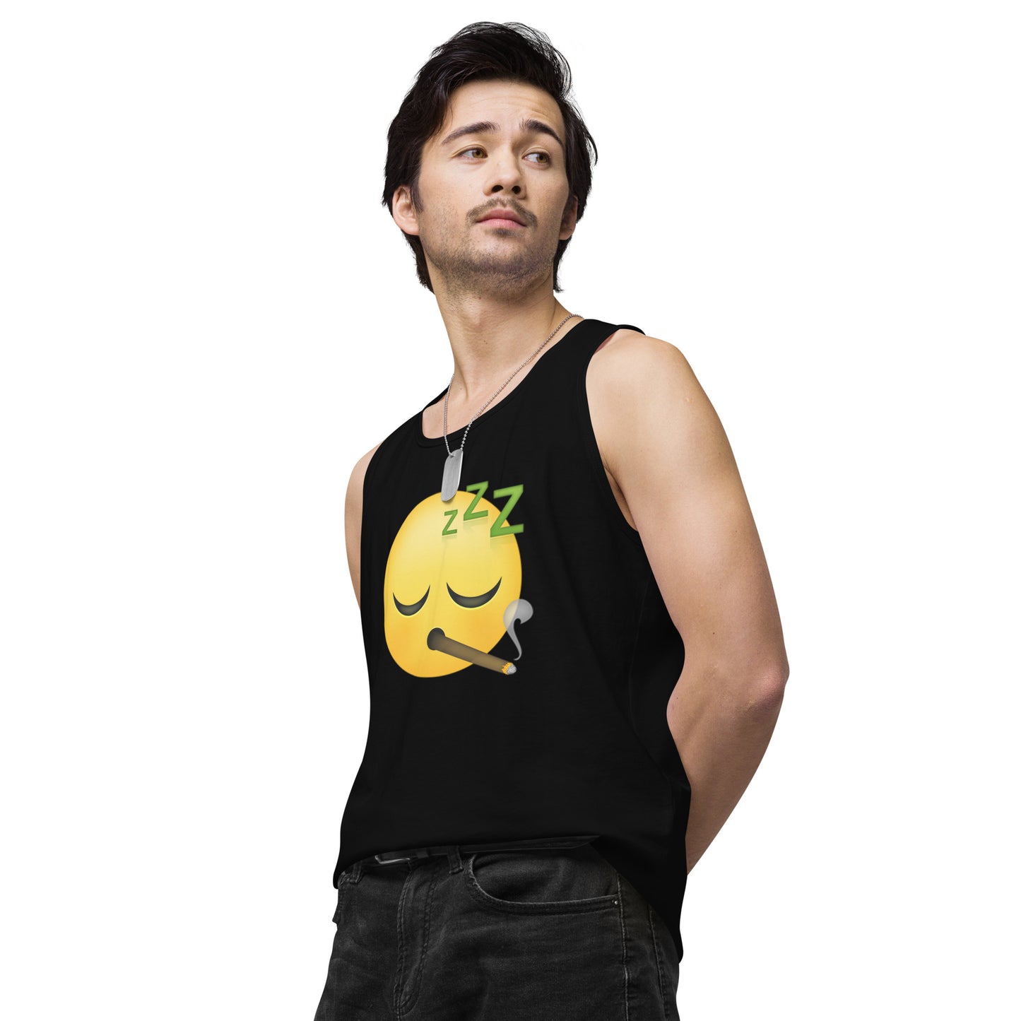 Men’s Cannabis Weed Emoji Premium Tank Top