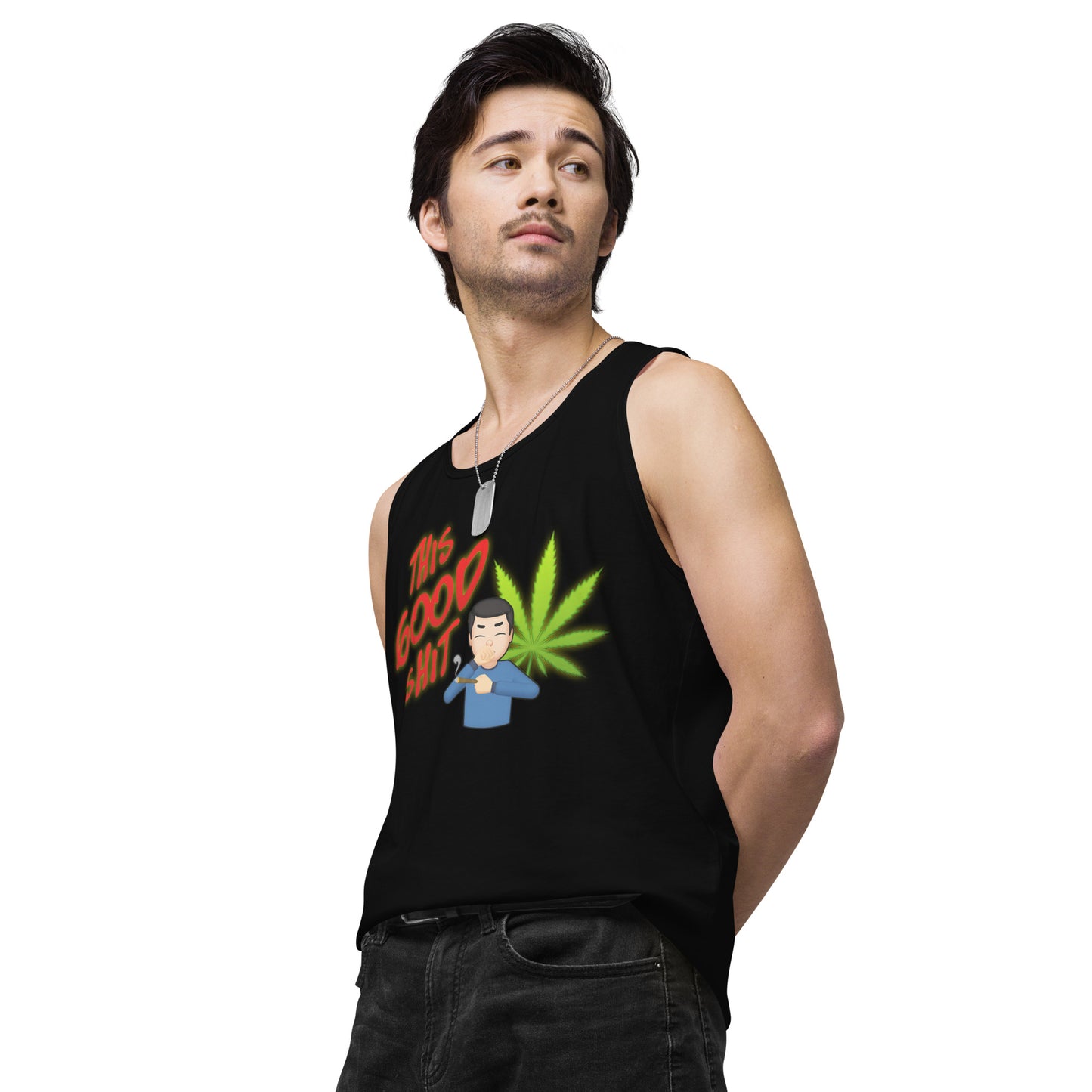 Men’s Cannabis Weed Emoji Premium Tank Top