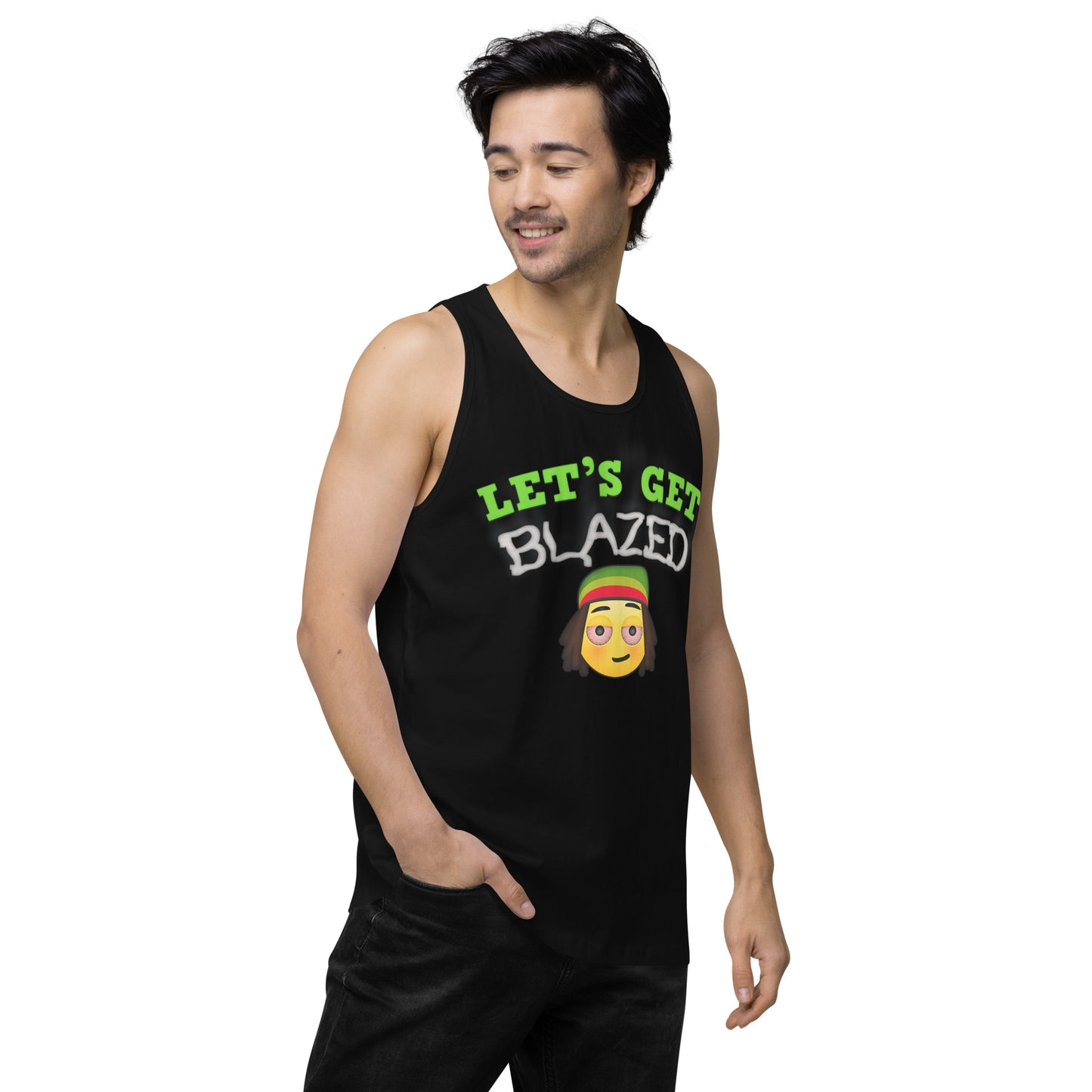 Men’s Cannabis Weed Emoji Premium Tank Top