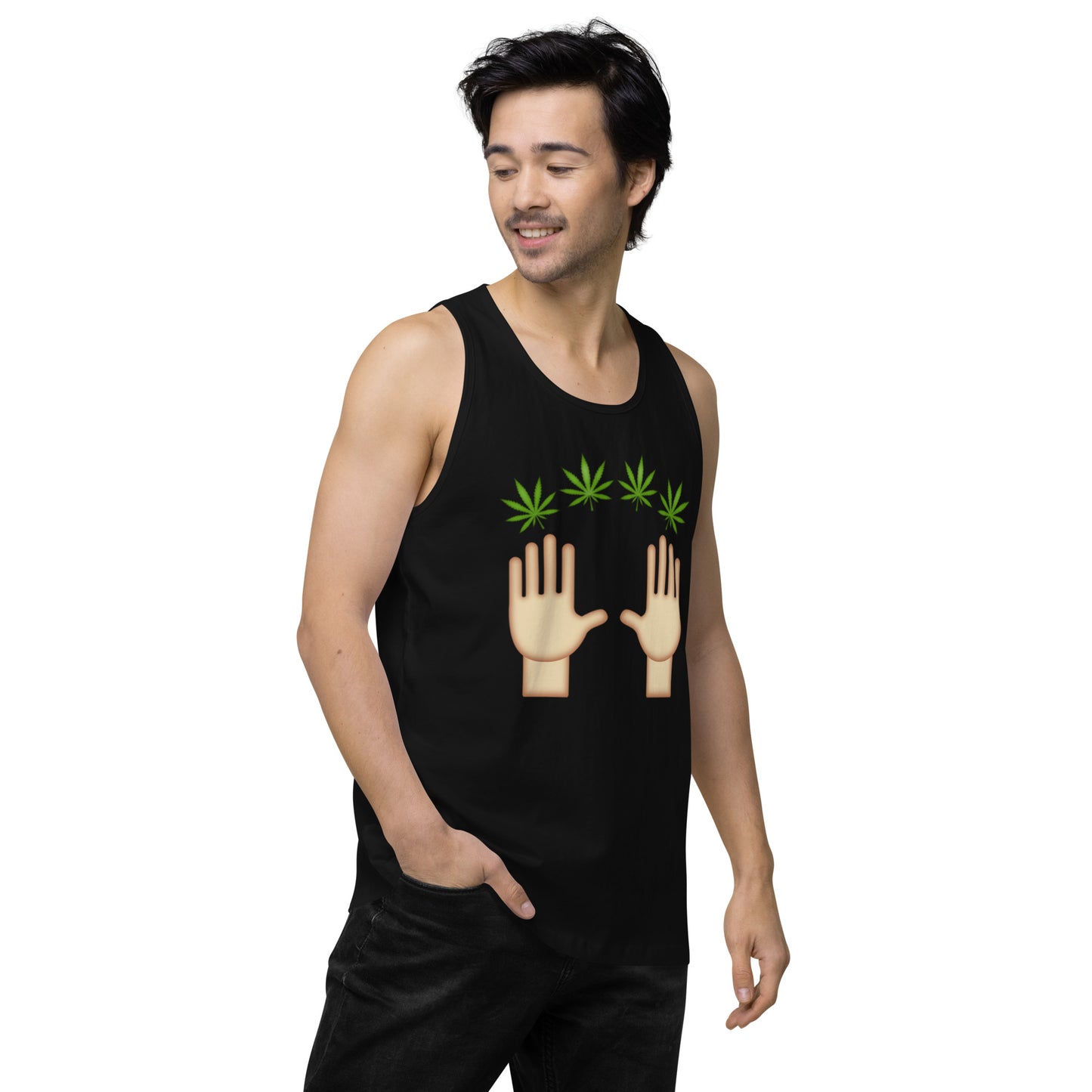 Men’s Cannabis Weed Emoji Premium Tank Top