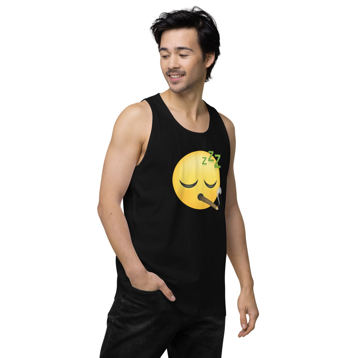 Men’s Cannabis Weed Emoji Premium Tank Top