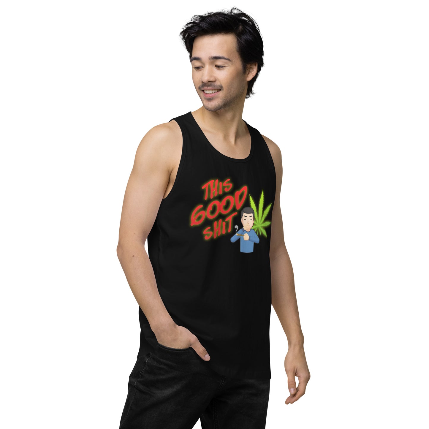 Men’s Cannabis Weed Emoji Premium Tank Top