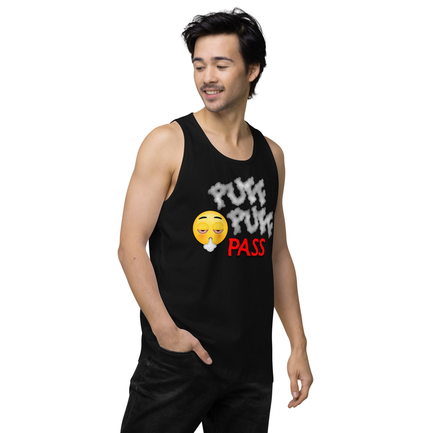 Men’s Cannabis Weed Emoji Premium Tank Top