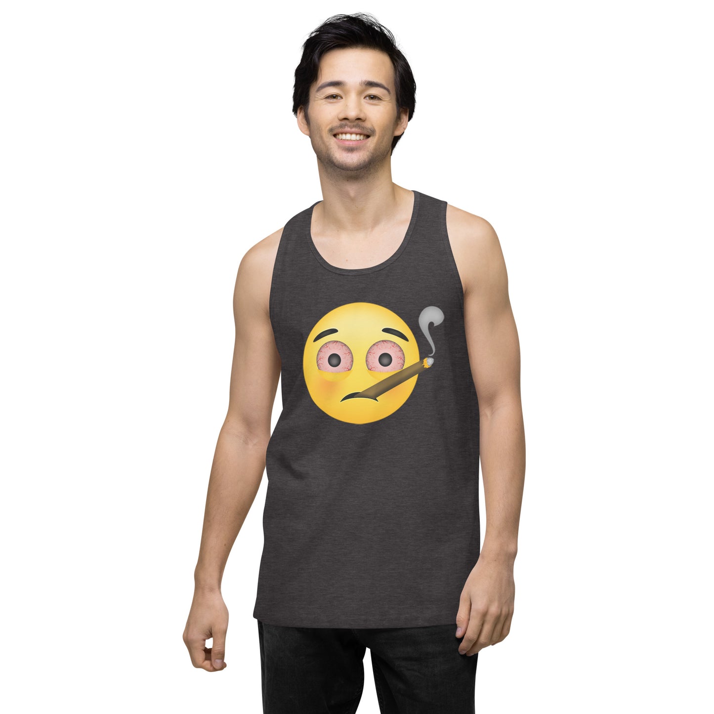 Men’s Cannabis Weed Emoji Premium Tank Top