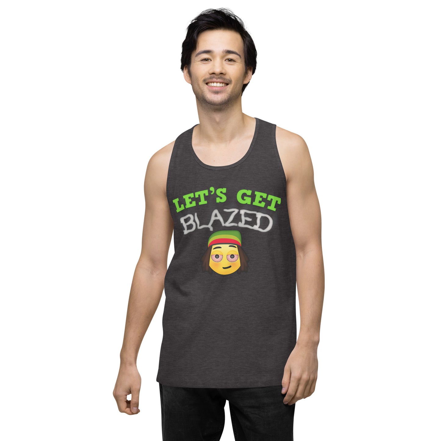 Men’s Cannabis Weed Emoji Premium Tank Top