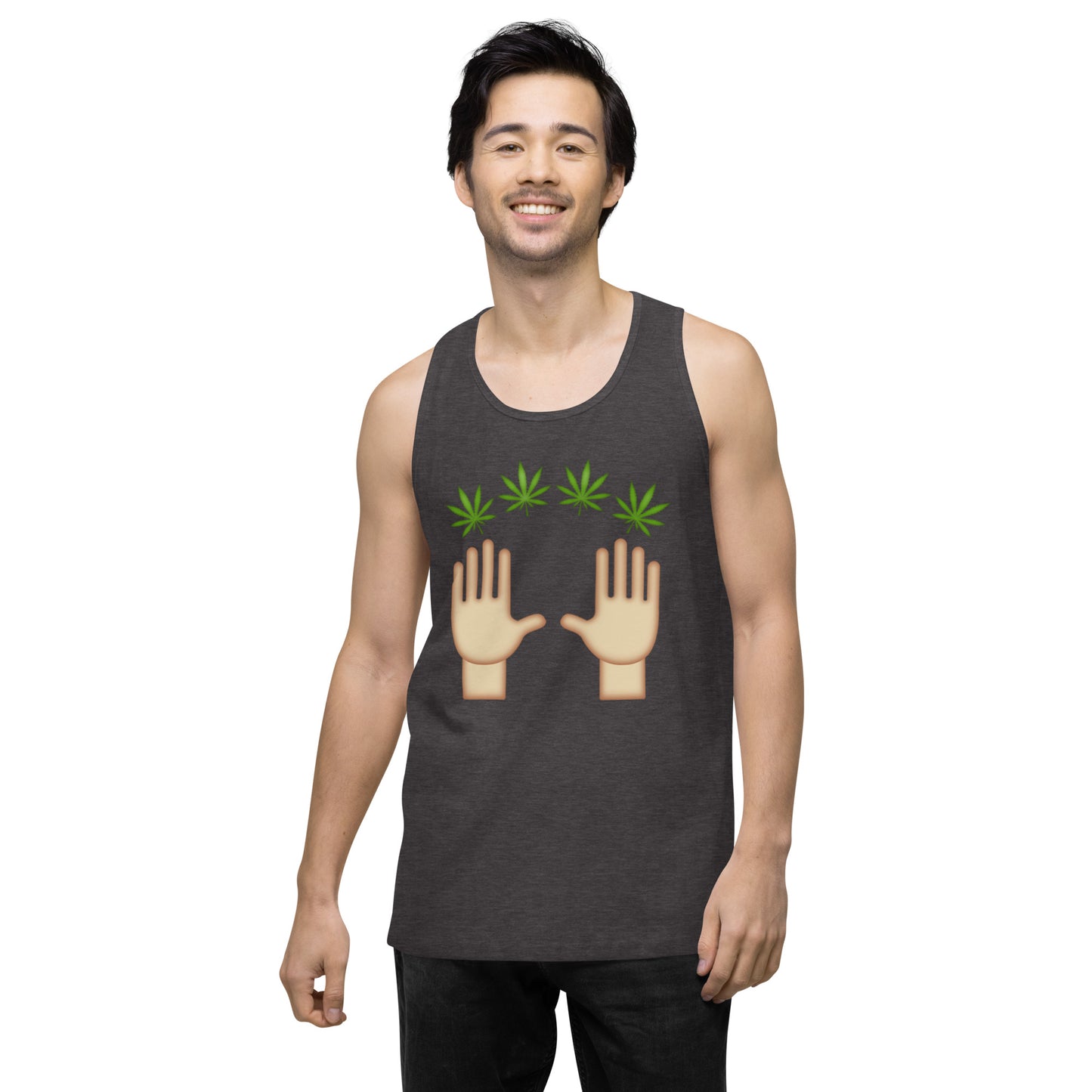 Men’s Cannabis Weed Emoji Premium Tank Top