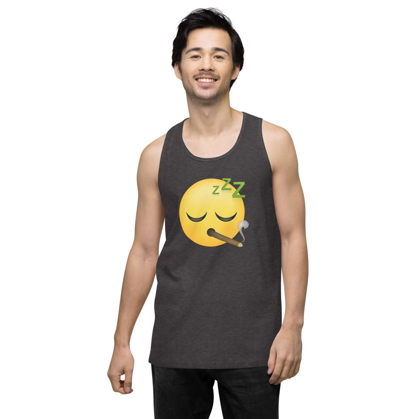 Men’s Cannabis Weed Emoji Premium Tank Top