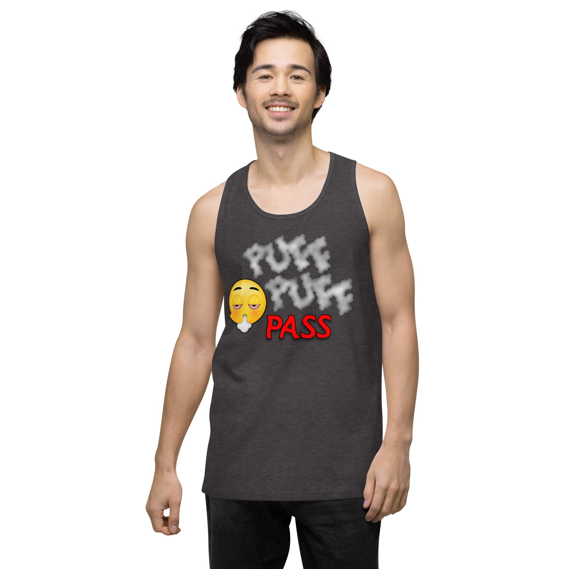 Emoji Puff Puff Pass Weed Cannabis EDM Festival Party Tank Top For Men