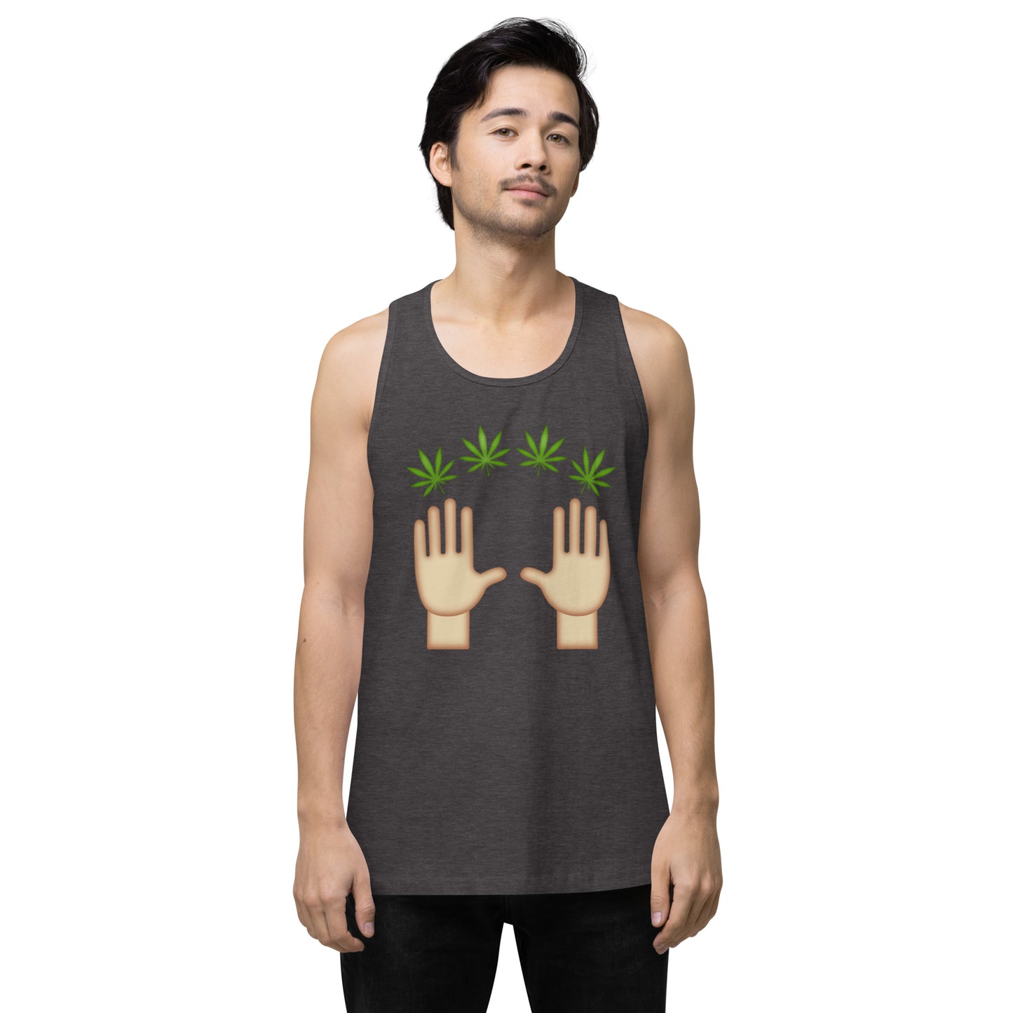 Men’s Cannabis Weed Emoji Premium Tank Top