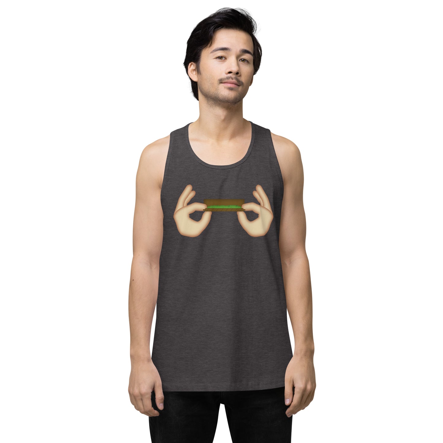 Men’s Cannabis Weed Emoji Premium Tank Top