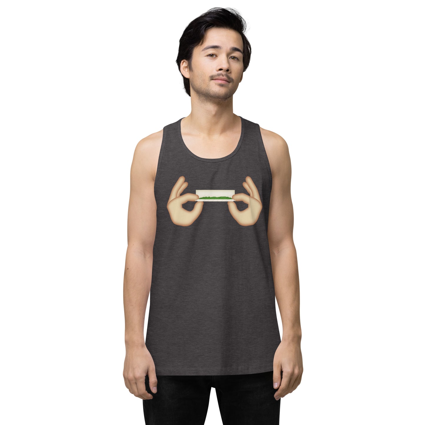 Men’s Cannabis Weed Emoji Premium Tank Top