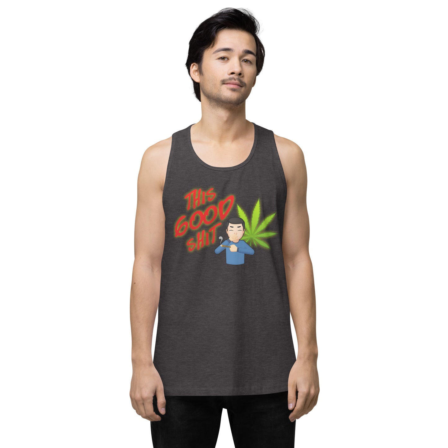 Men’s Cannabis Weed Emoji Premium Tank Top