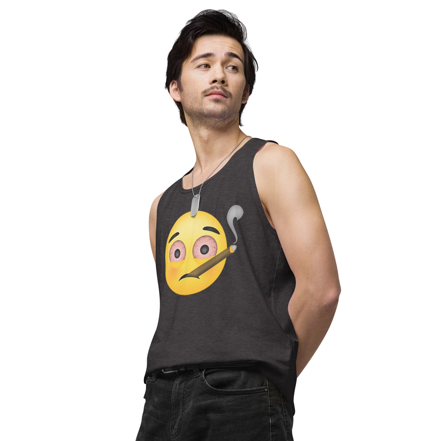 Men’s Cannabis Weed Emoji Premium Tank Top