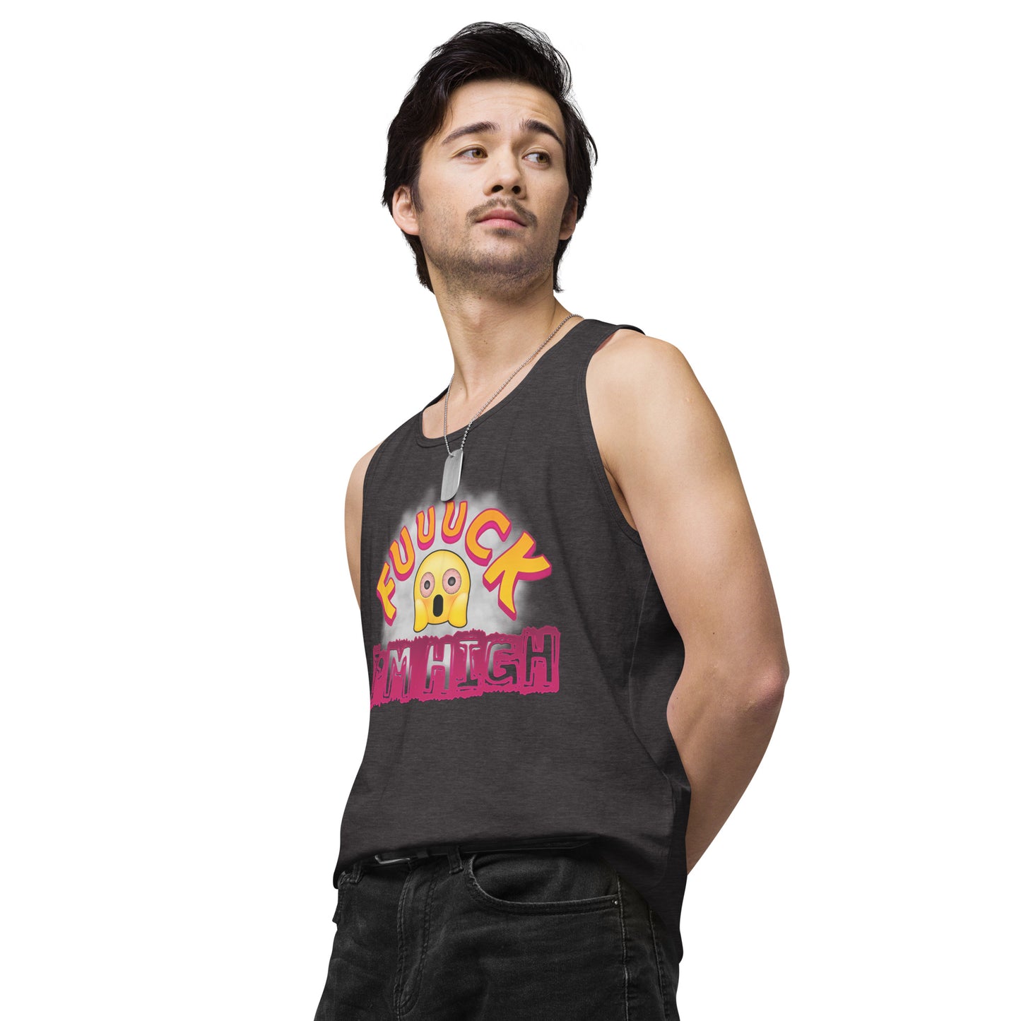 Men’s Cannabis Weed Emoji Premium Tank Top