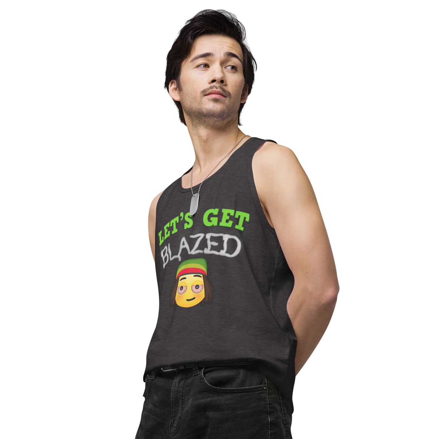 Men’s Cannabis Weed Emoji Premium Tank Top