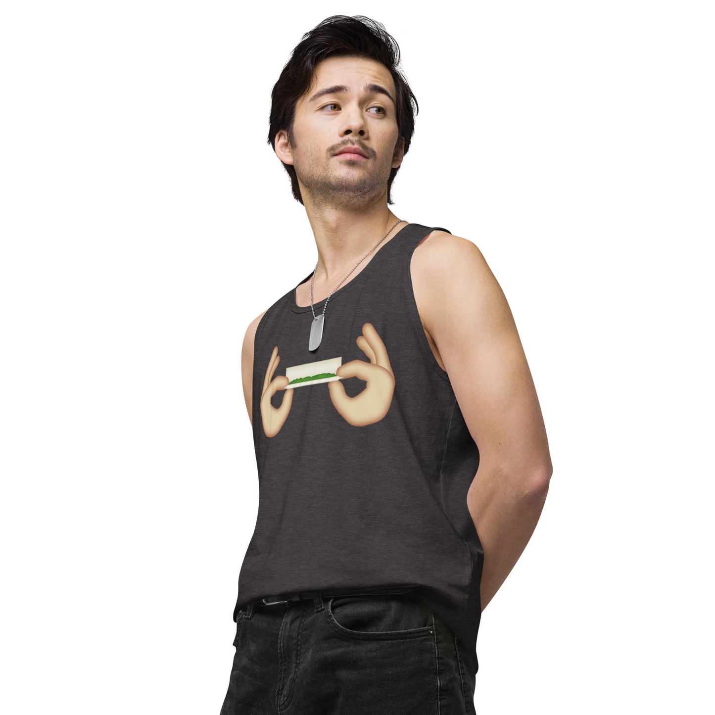 Men’s Cannabis Weed Emoji Premium Tank Top