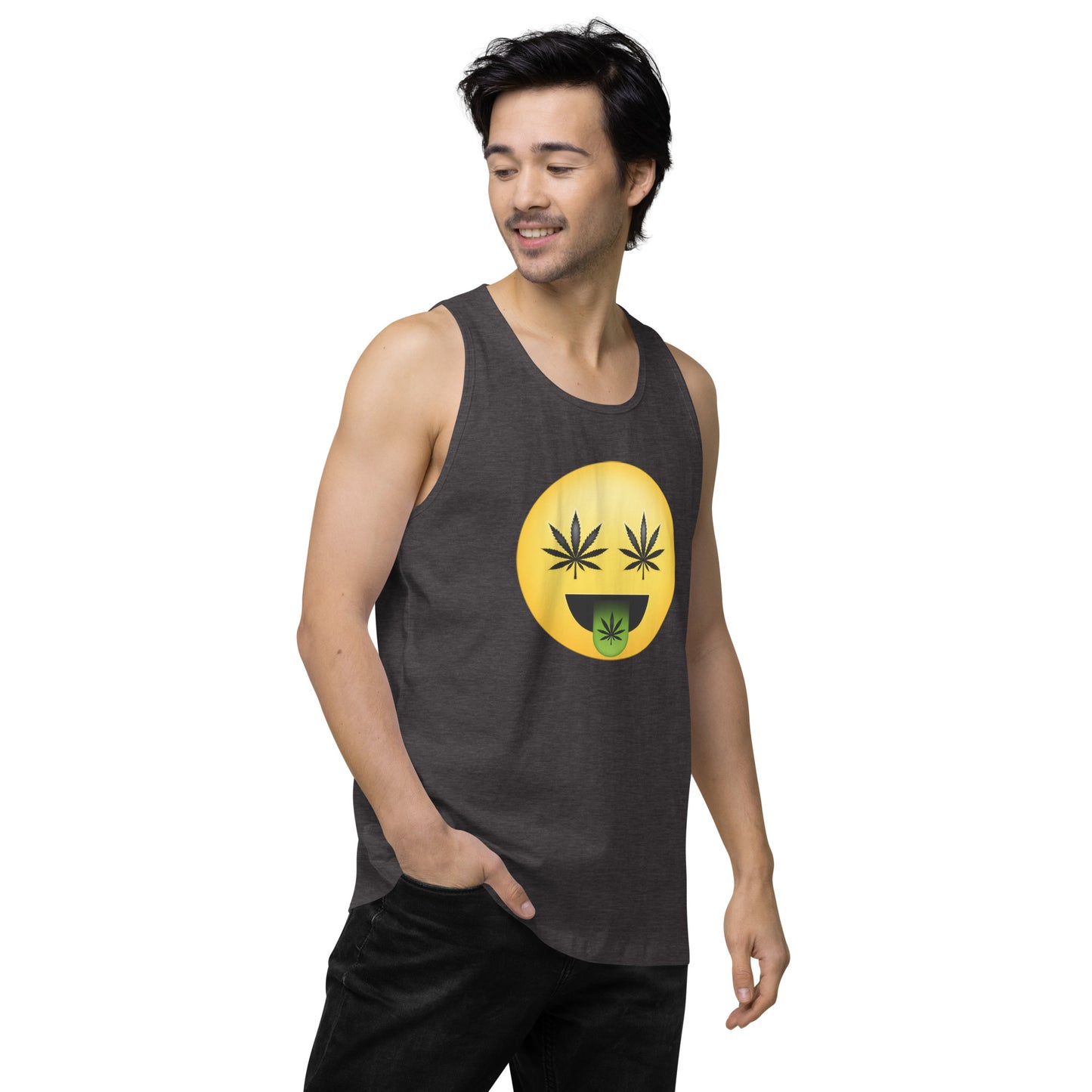 Men’s Cannabis Weed Emoji Premium Tank Top