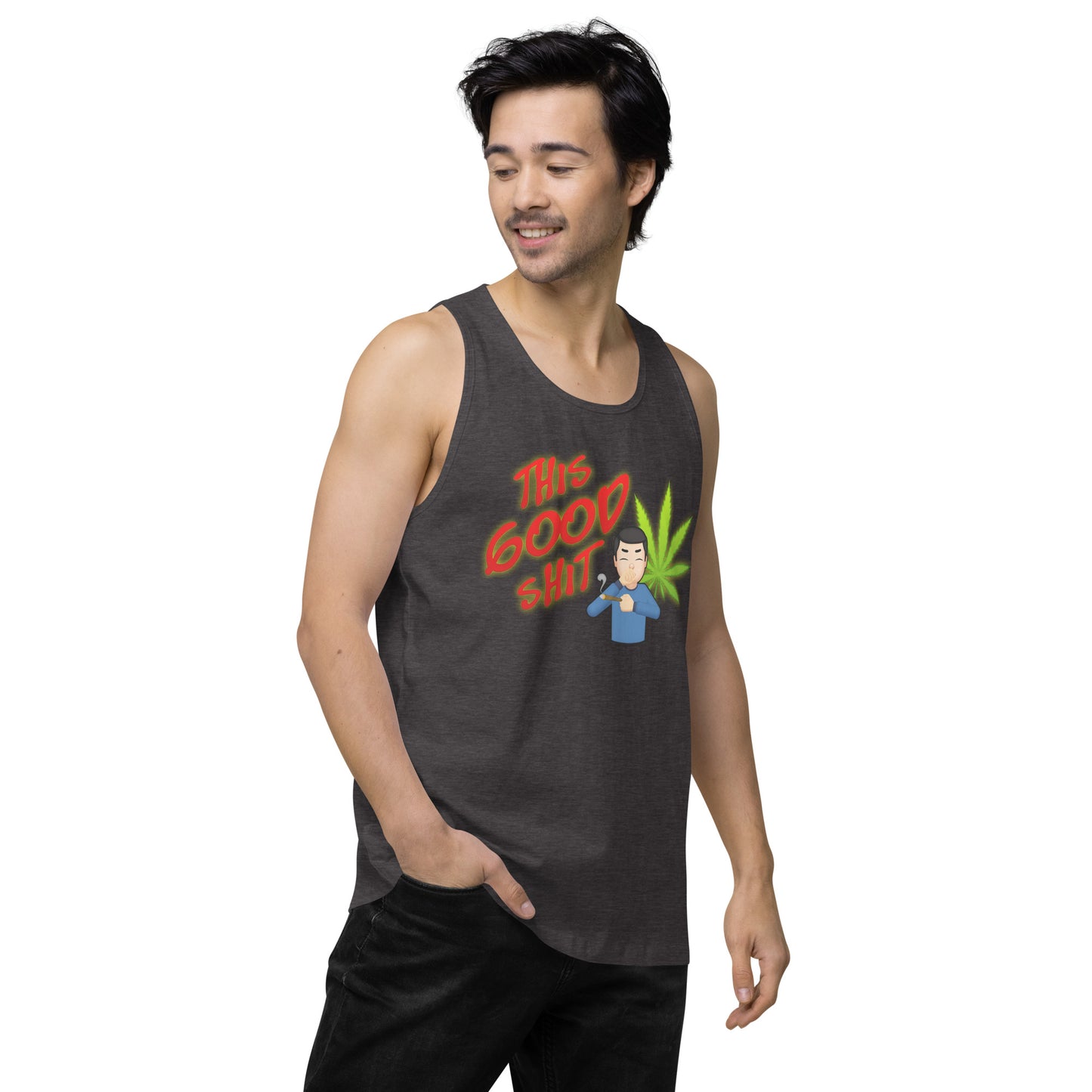 Men’s Cannabis Weed Emoji Premium Tank Top