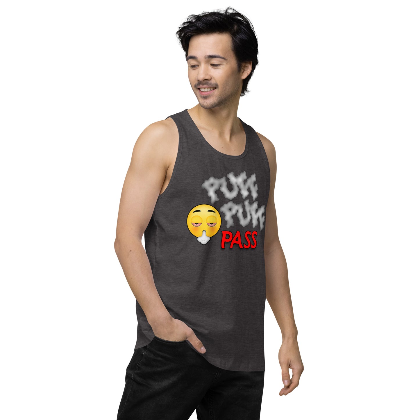 Men’s Cannabis Weed Emoji Premium Tank Top