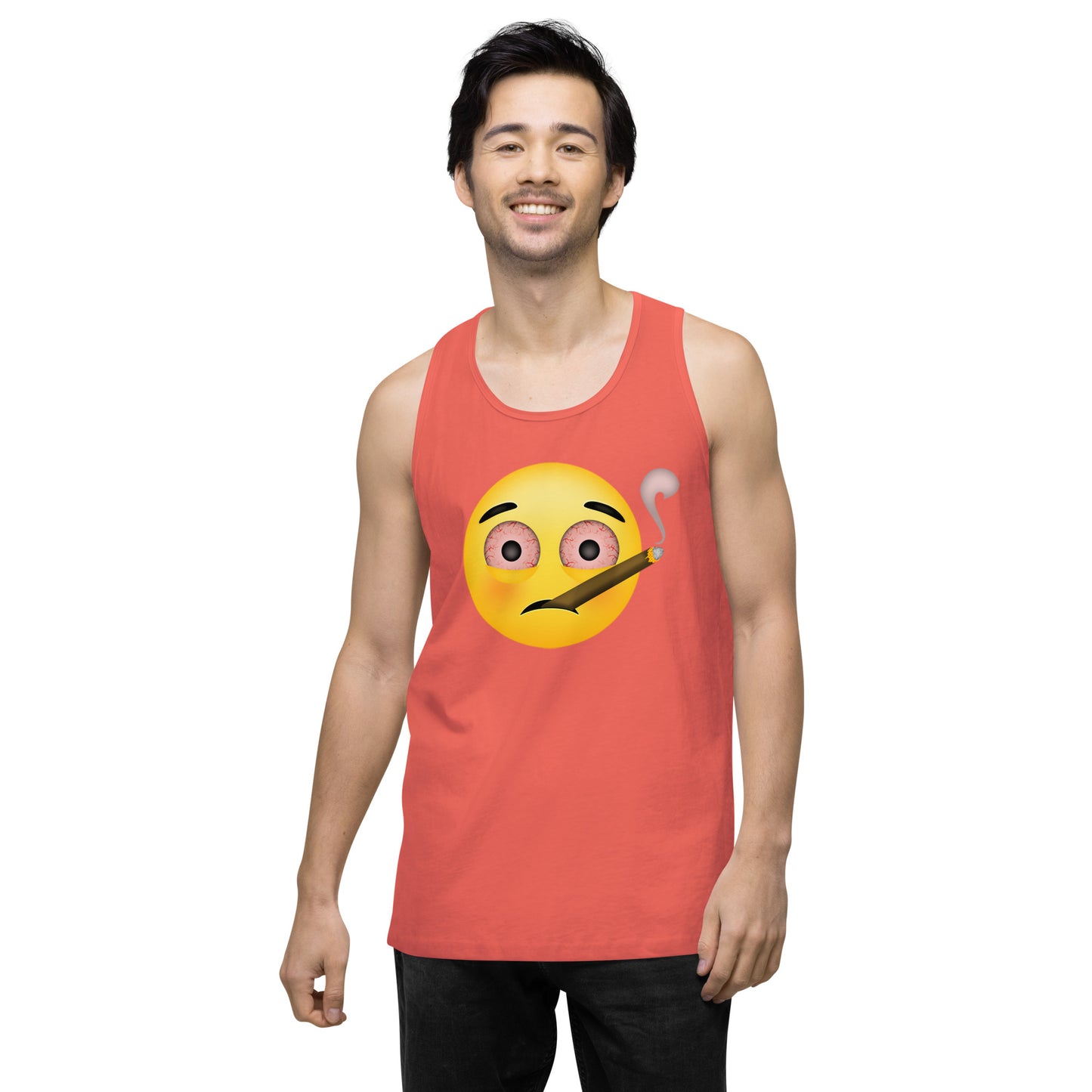 Men’s Cannabis Weed Emoji Premium Tank Top