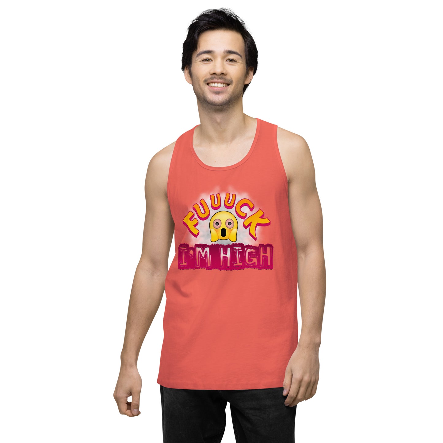 Men’s Cannabis Weed Emoji Premium Tank Top