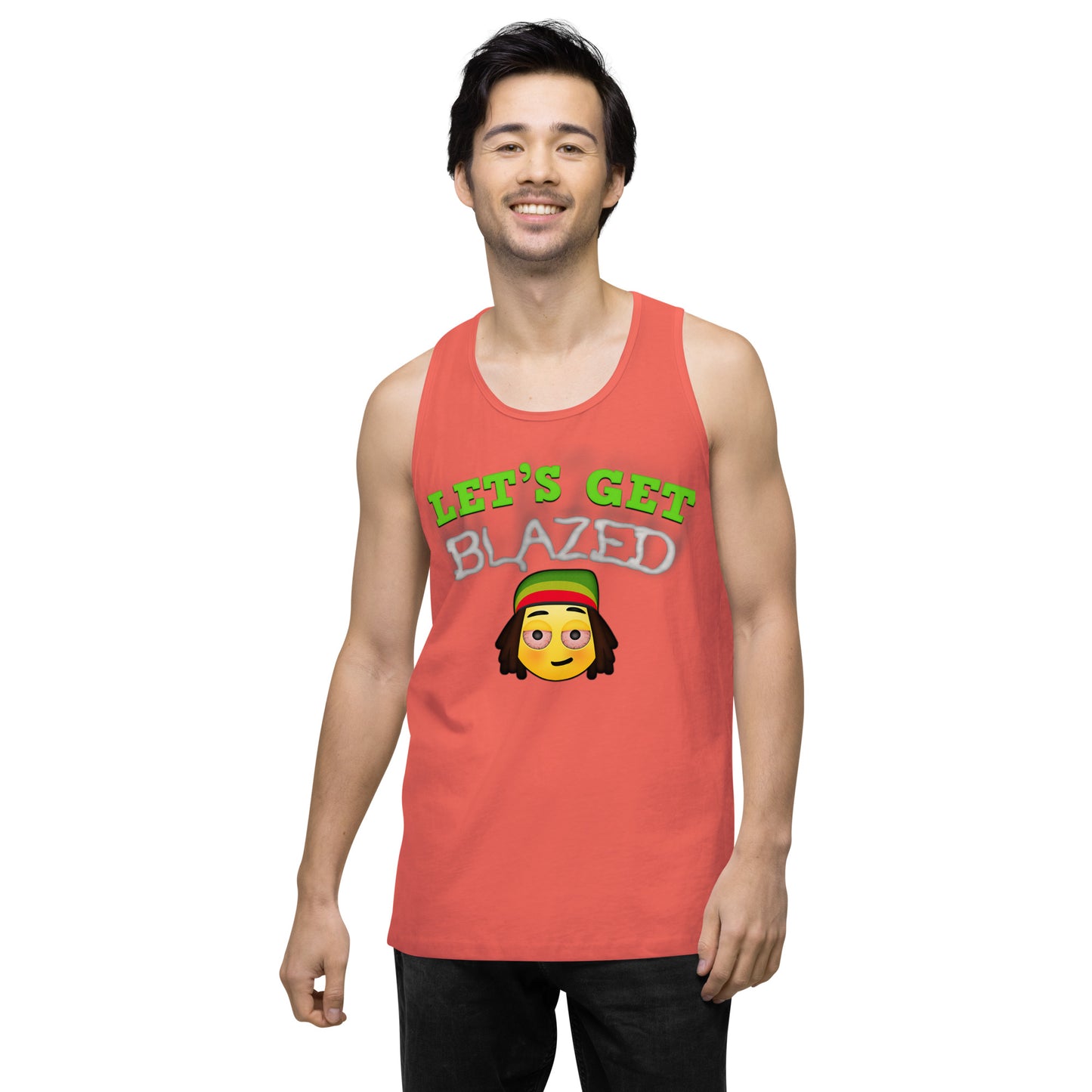 Men’s Cannabis Weed Emoji Premium Tank Top