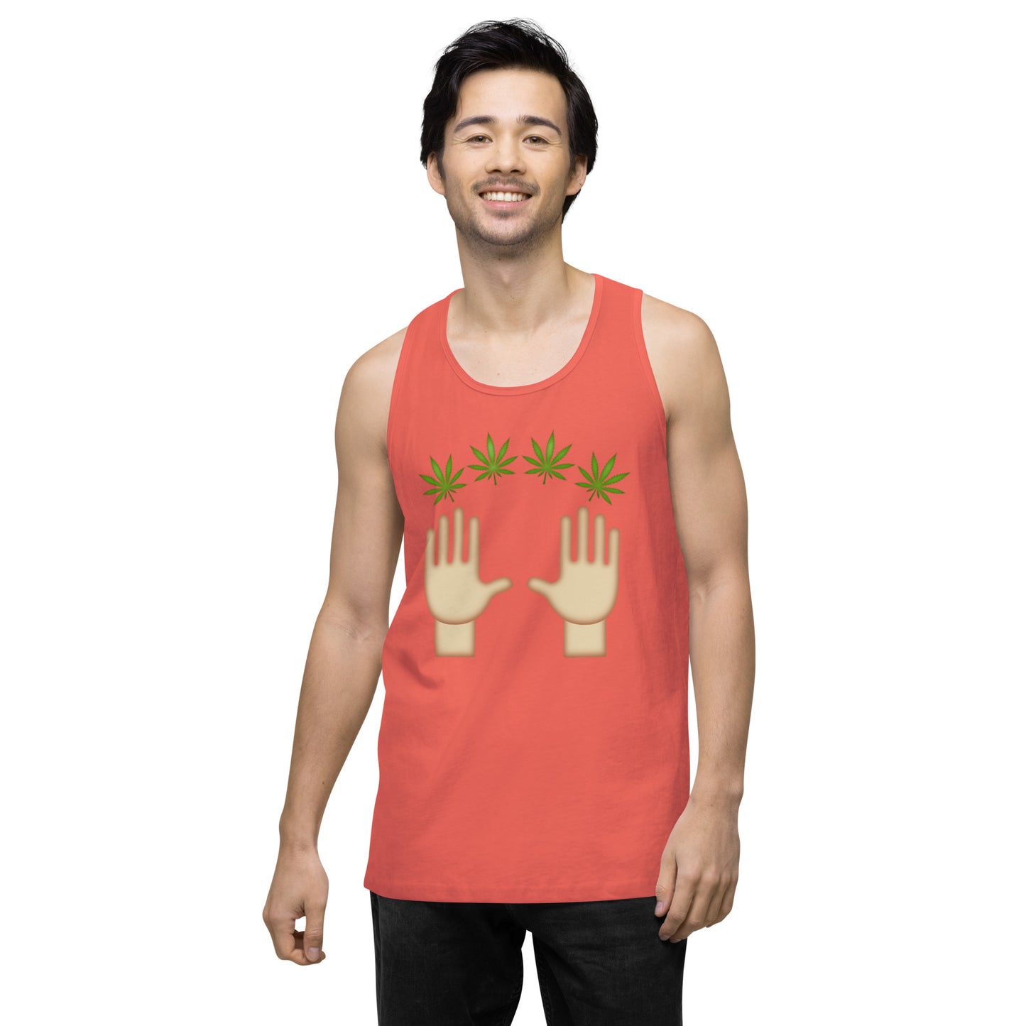 Men’s Cannabis Weed Emoji Premium Tank Top