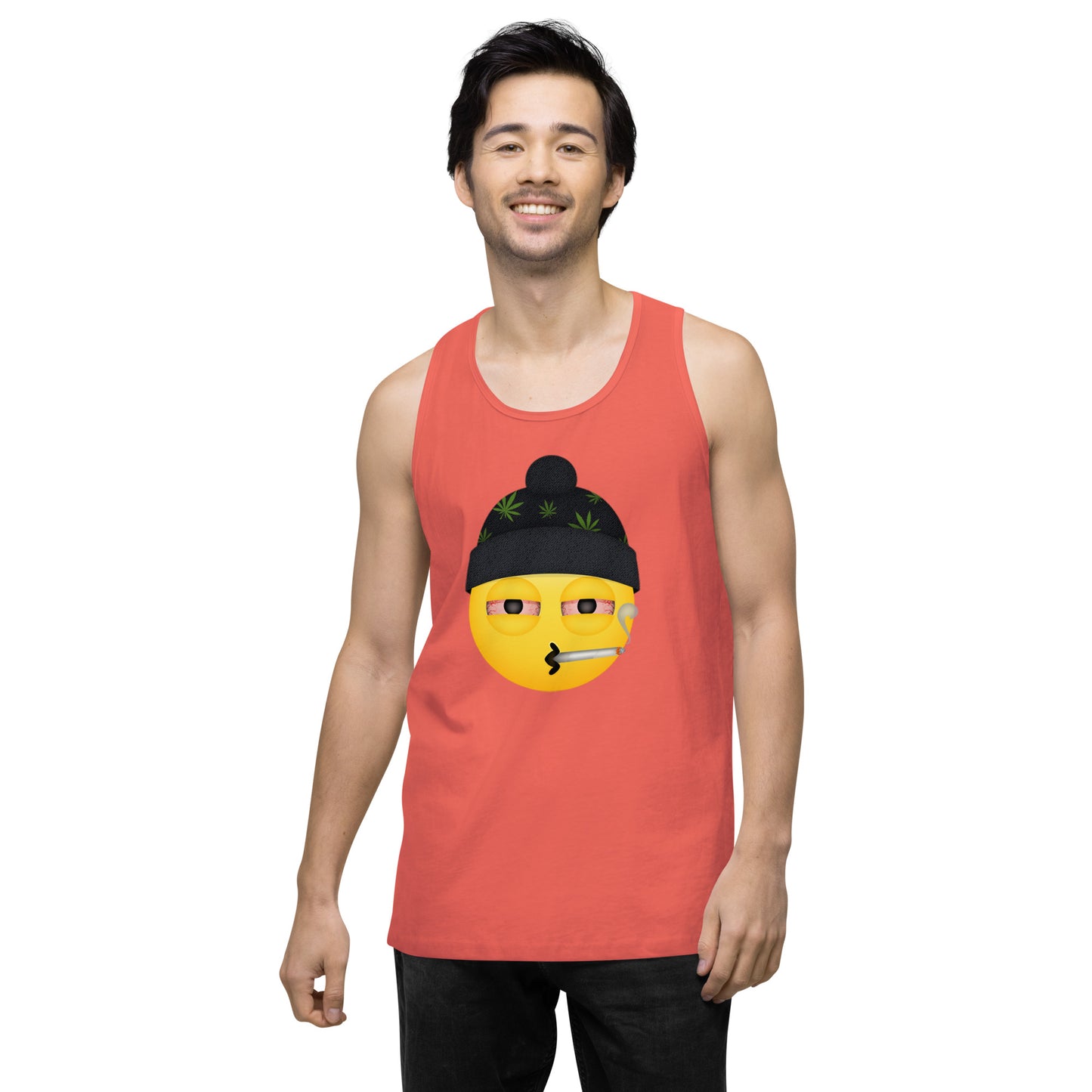 Men’s Cannabis Weed Emoji Premium Tank Top