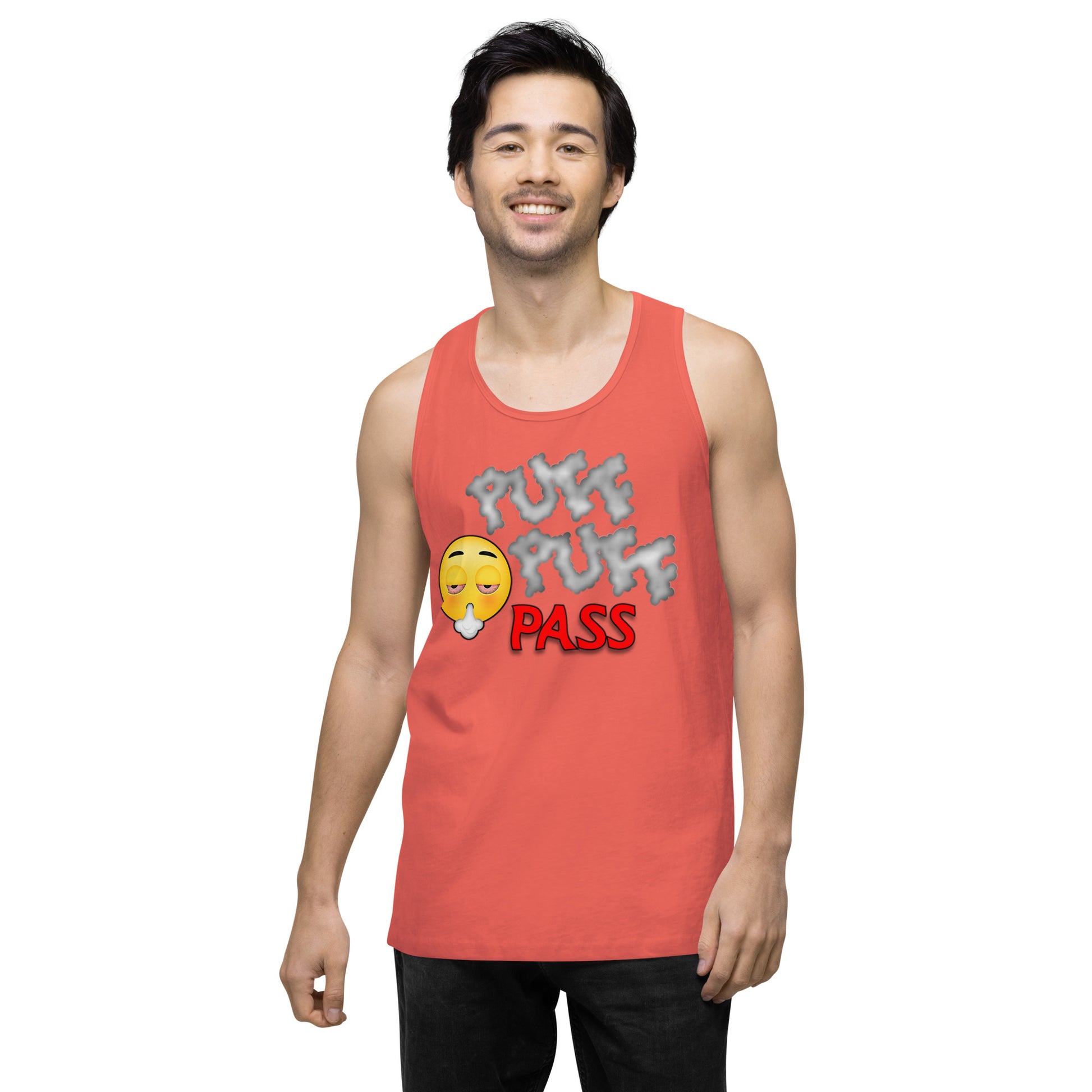 Emoji Puff Puff Pass Weed Cannabis EDM Festival Party Tank Top For Men